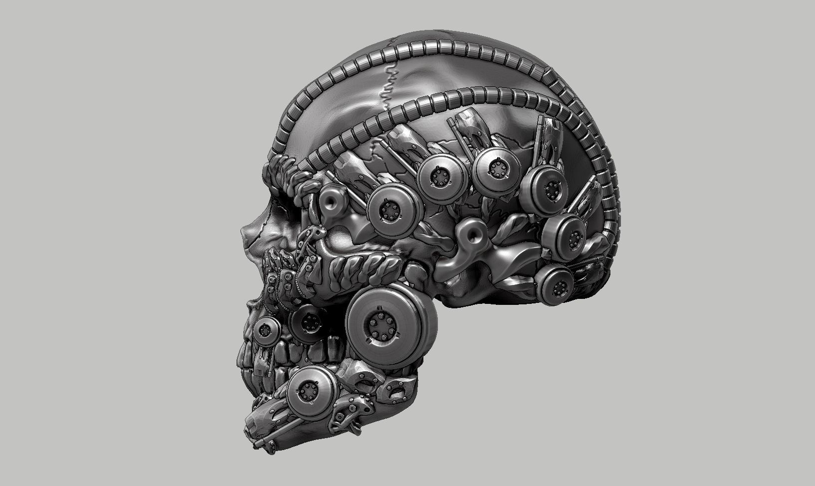 skull robot head a40 3D print model_12