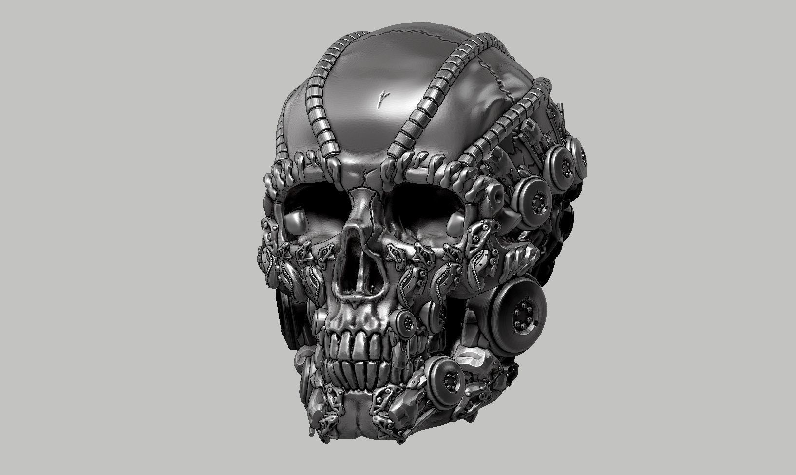 skull robot head a40 3D print model_14