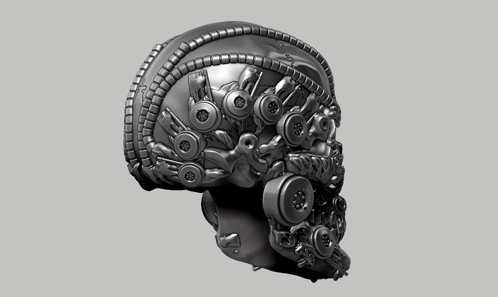 skull robot head a40 3D print model_7