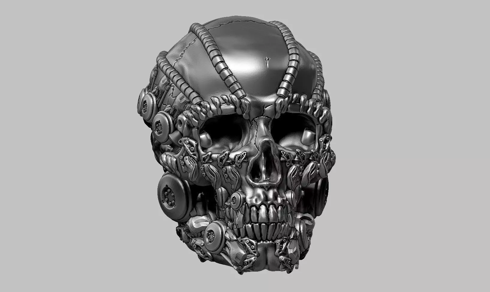 skull robot head a40 3D print model_0