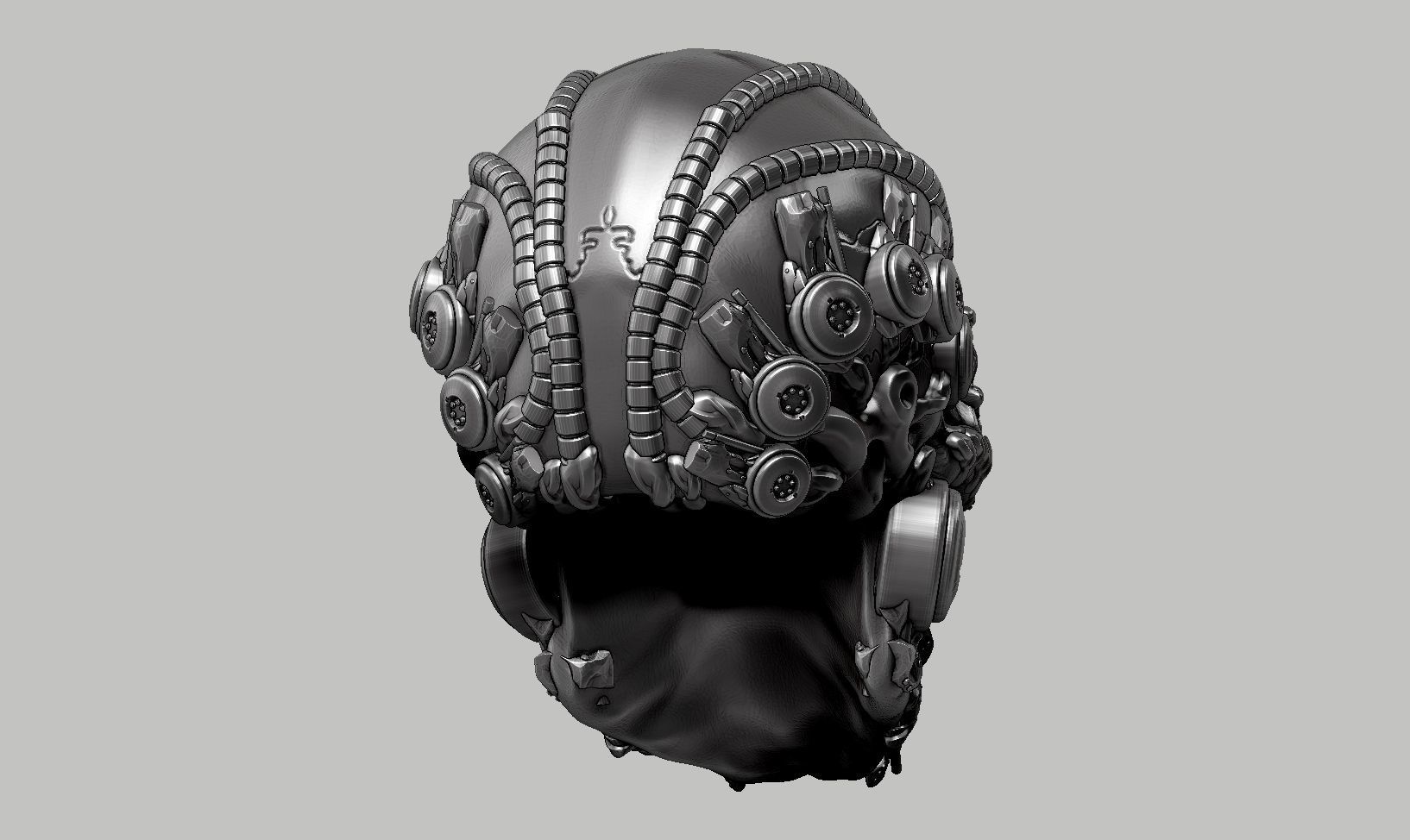 skull robot head a40 3D print model_9