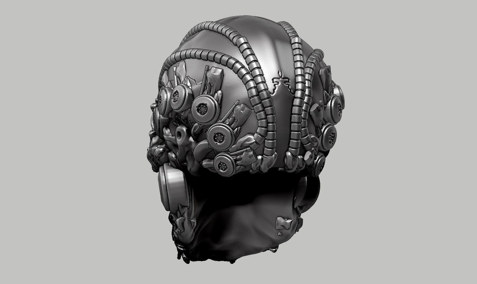 skull robot head a40 3D print model_10