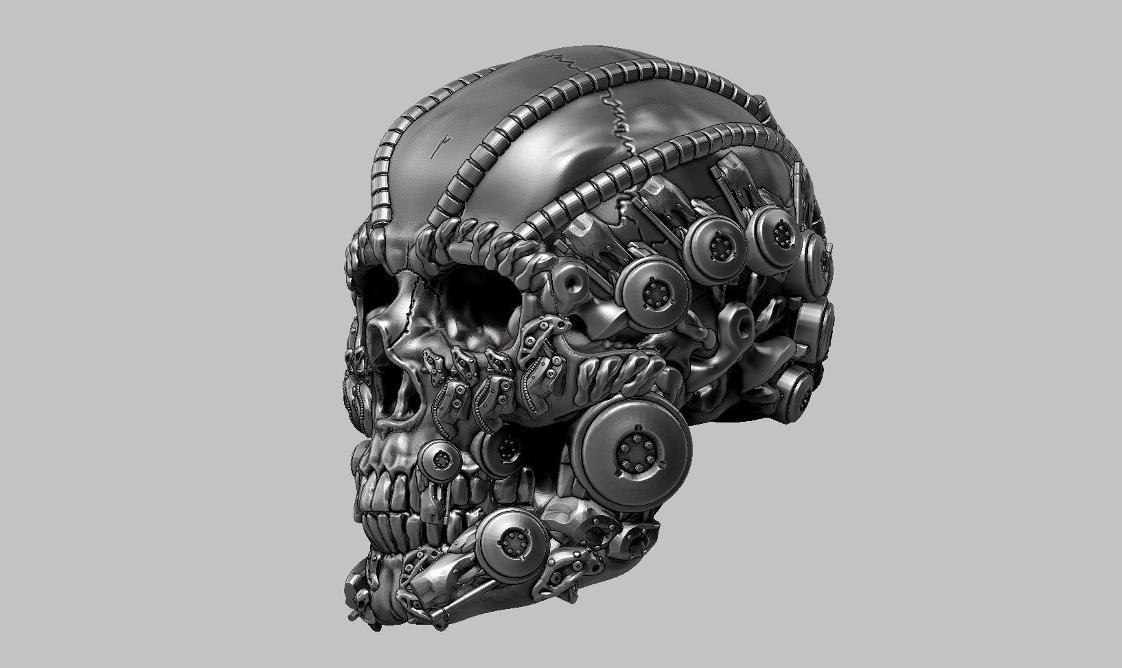 skull robot head a40 3D print model_13