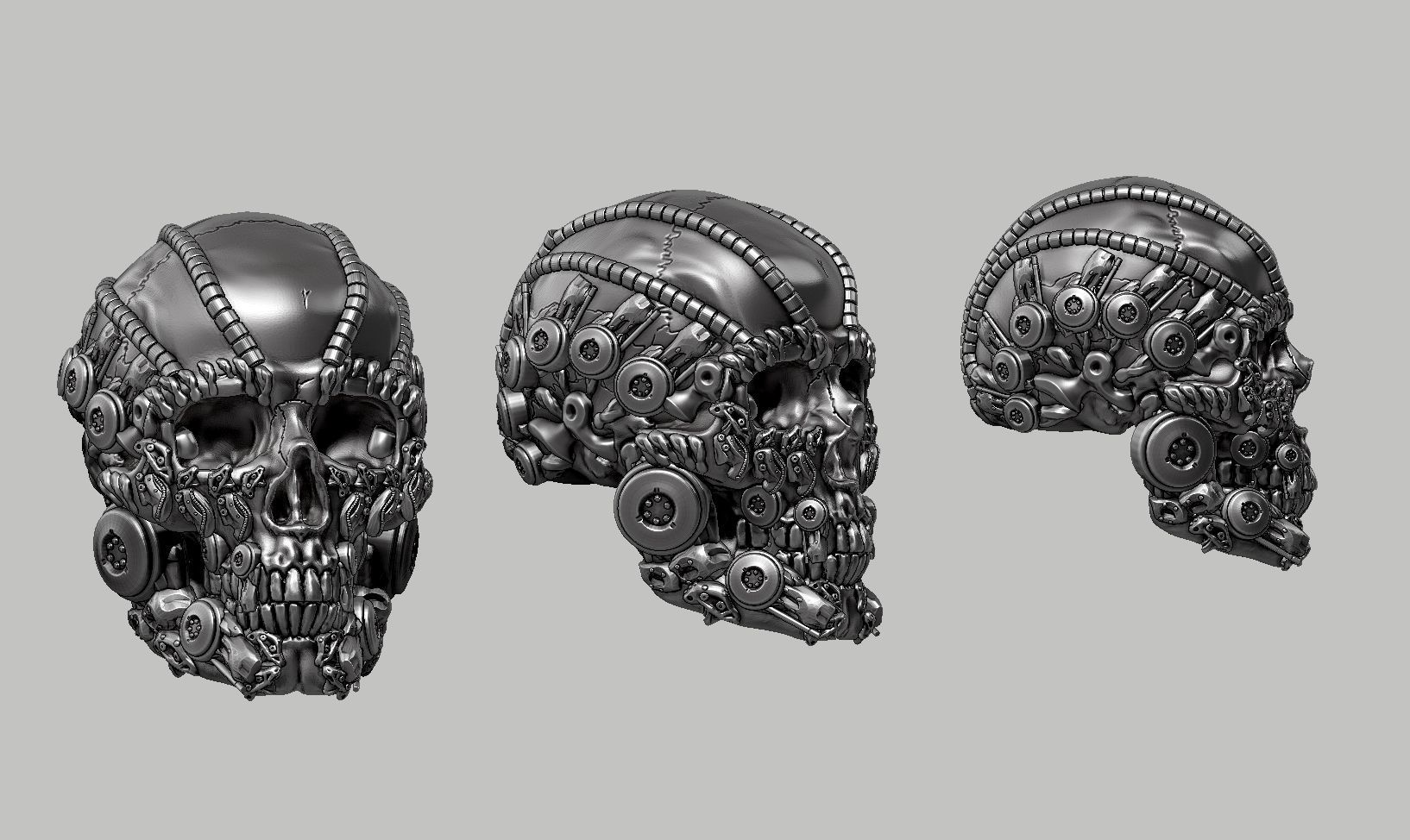 skull robot head a40 3D print model_1