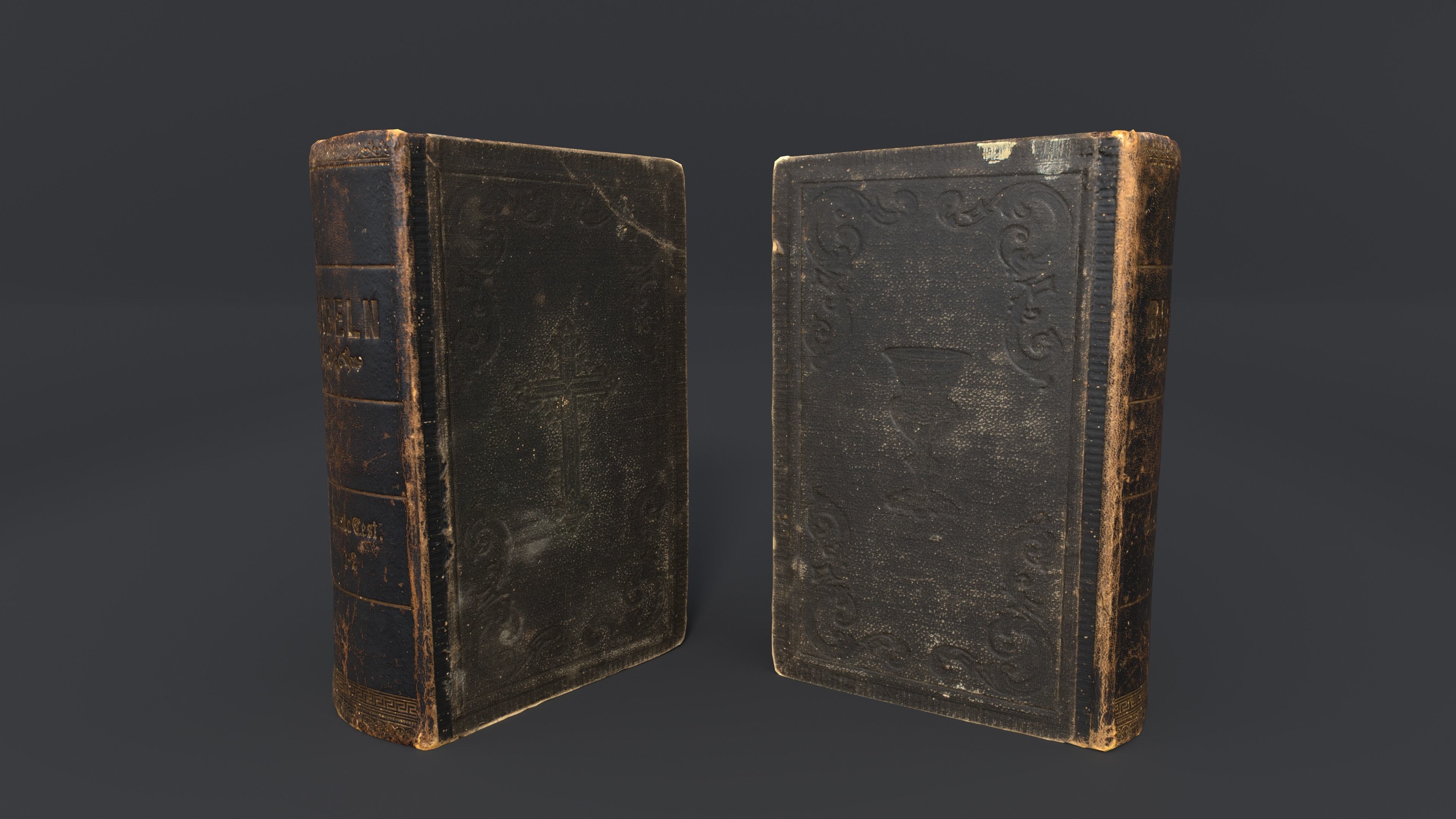 Old Damaged Books set - PBR Game ready Low poly Low-poly 3D model_27