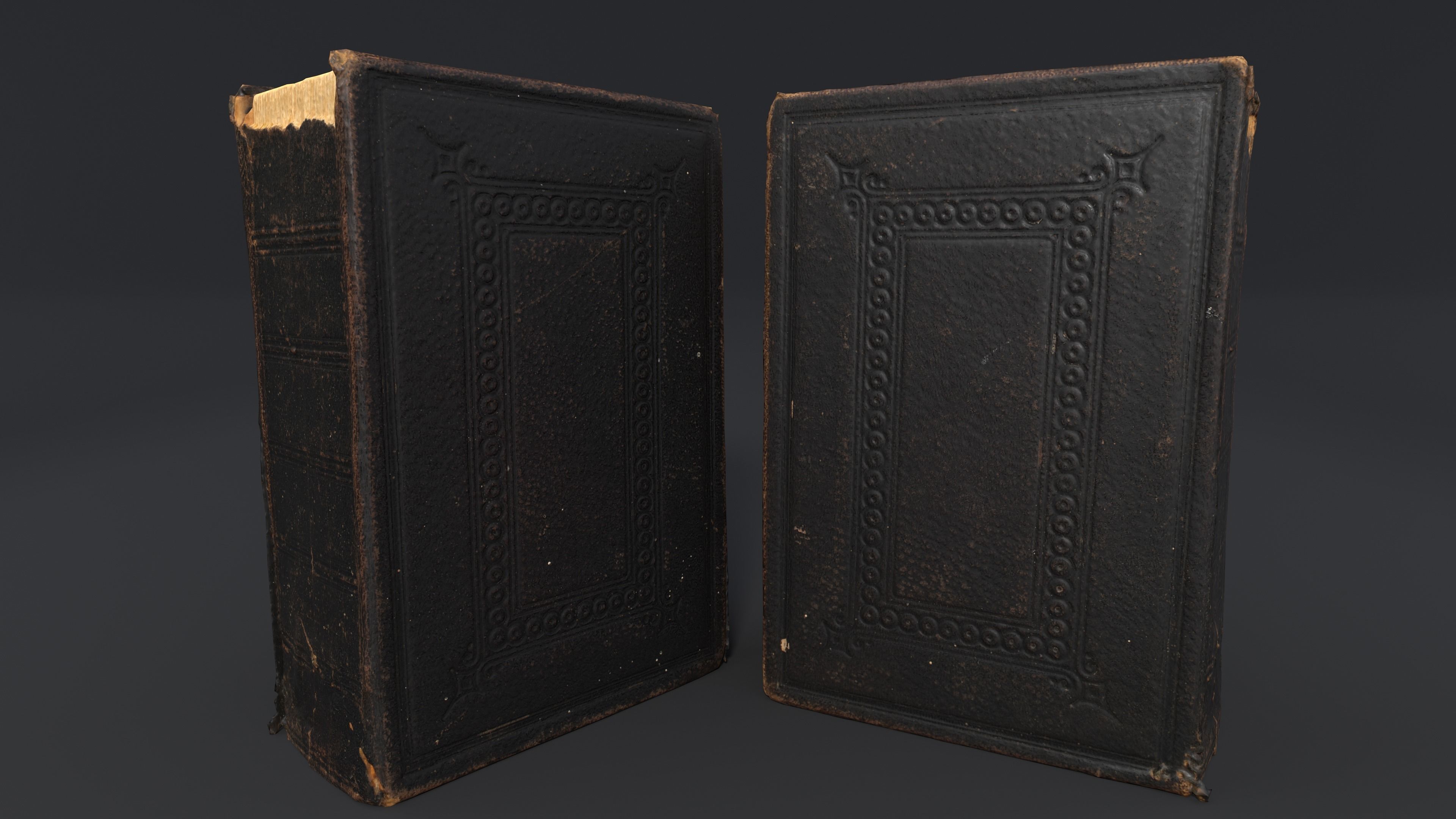 Old Damaged Books set - PBR Game ready Low poly Low-poly 3D model_19