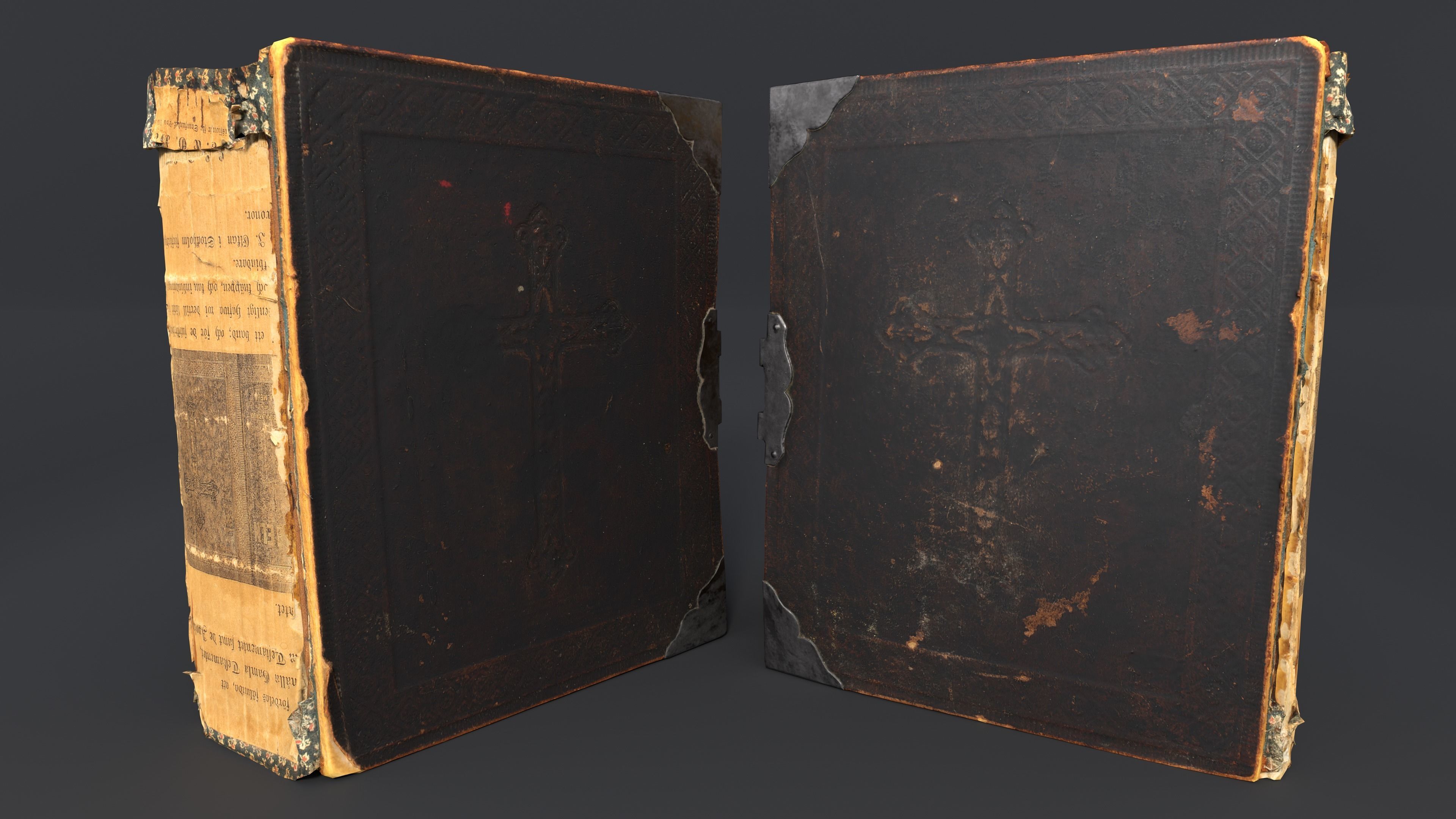 Old Damaged Books set - PBR Game ready Low poly Low-poly 3D model_26
