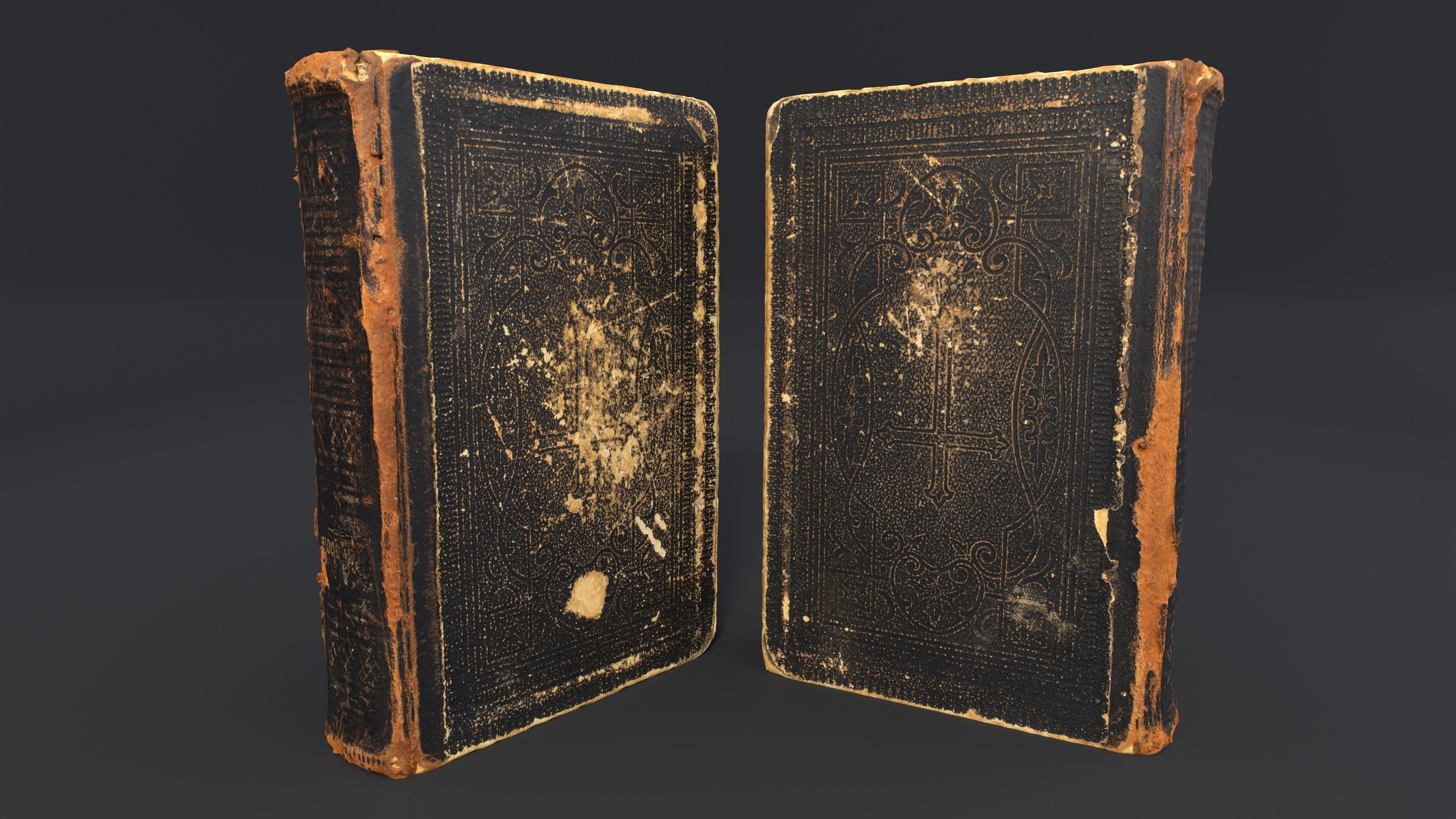 Old Damaged Books set - PBR Game ready Low poly Low-poly 3D model_13
