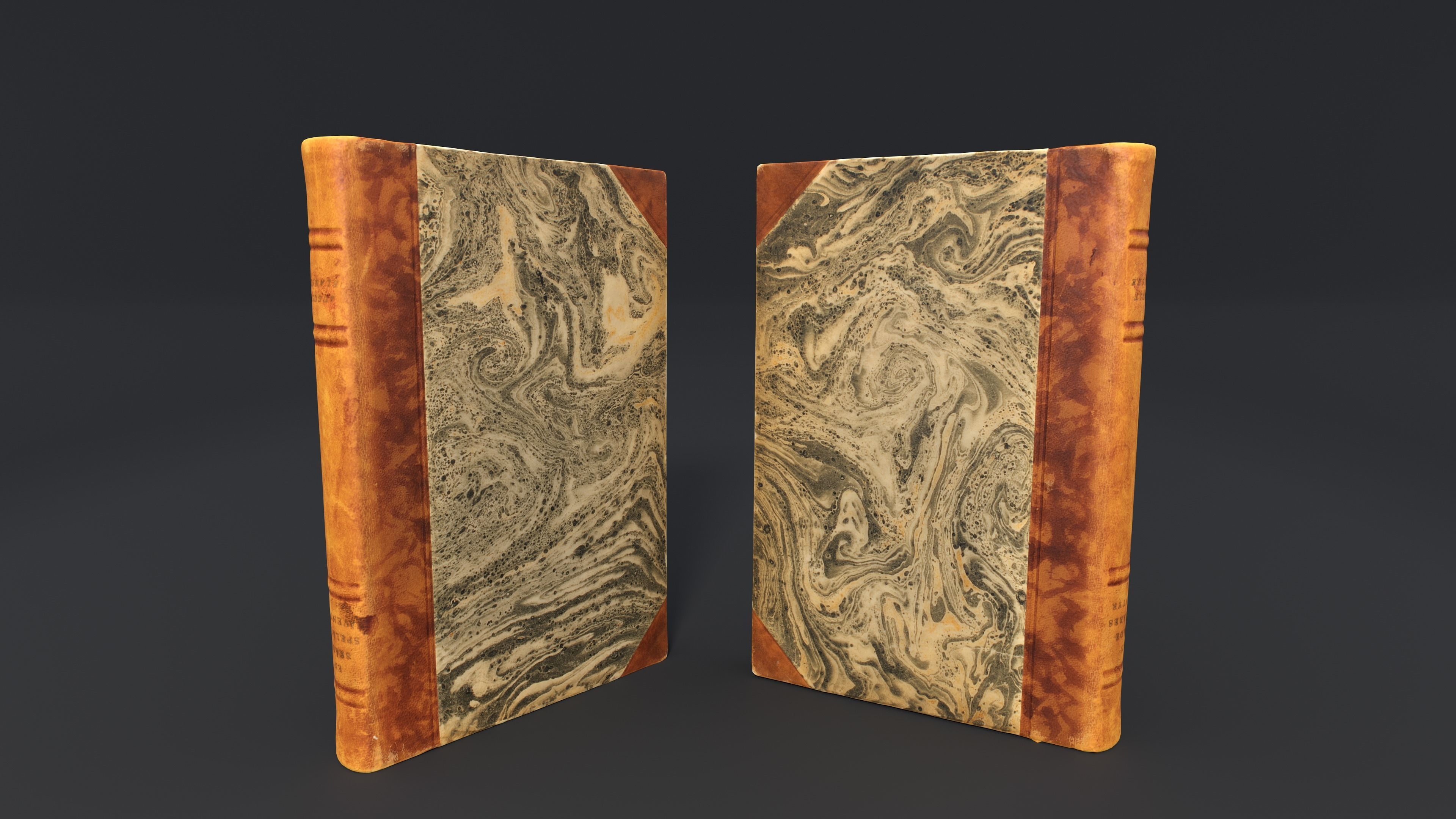 Old Damaged Books set - PBR Game ready Low poly Low-poly 3D model_25