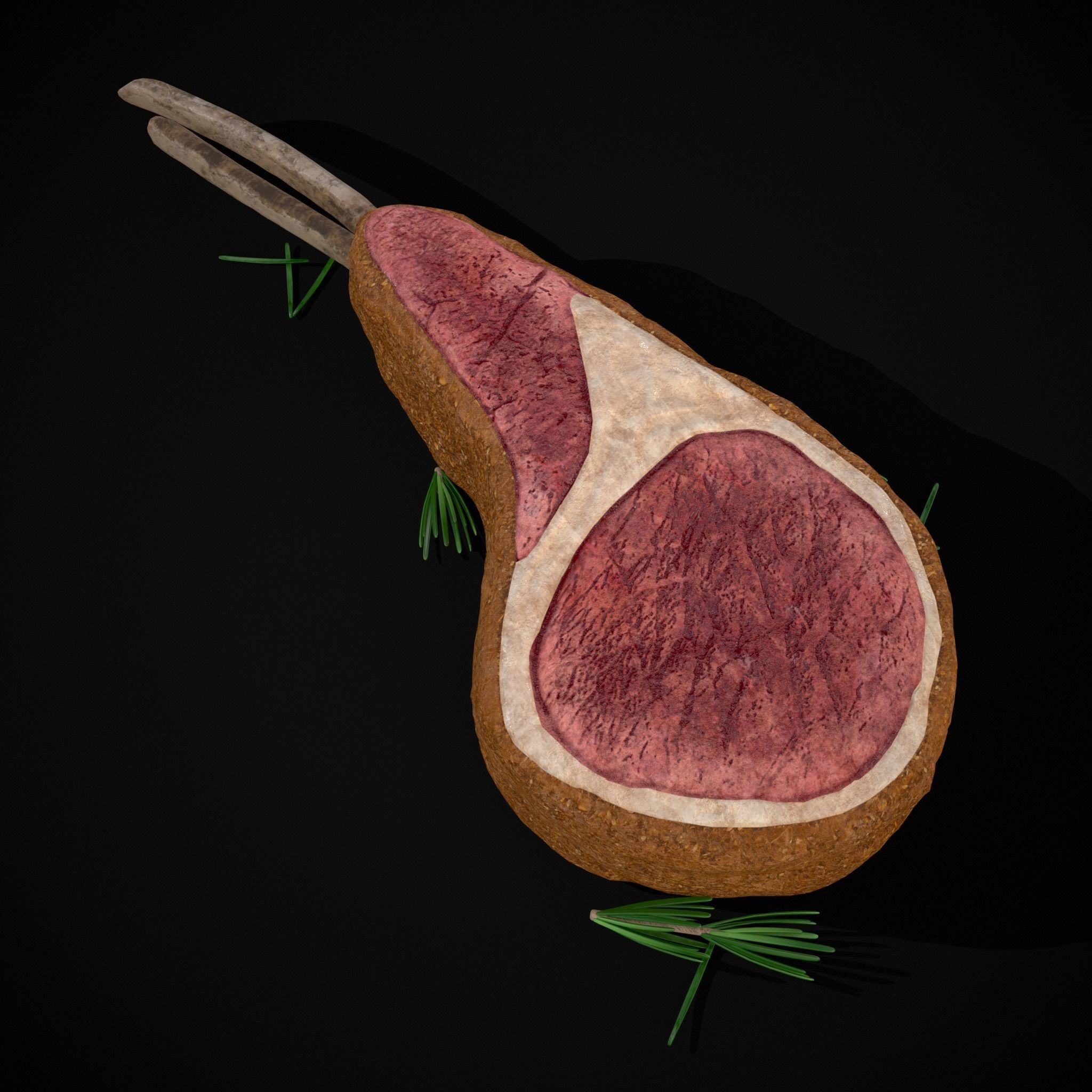 Breaded Rack of Lamb with Rosemary Low-poly 3D model_23