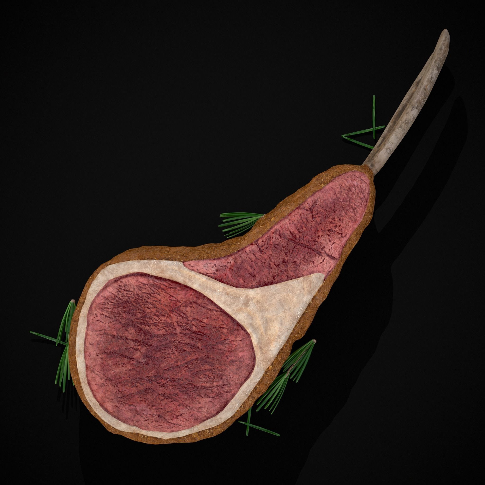 Breaded Rack of Lamb with Rosemary Low-poly 3D model_11