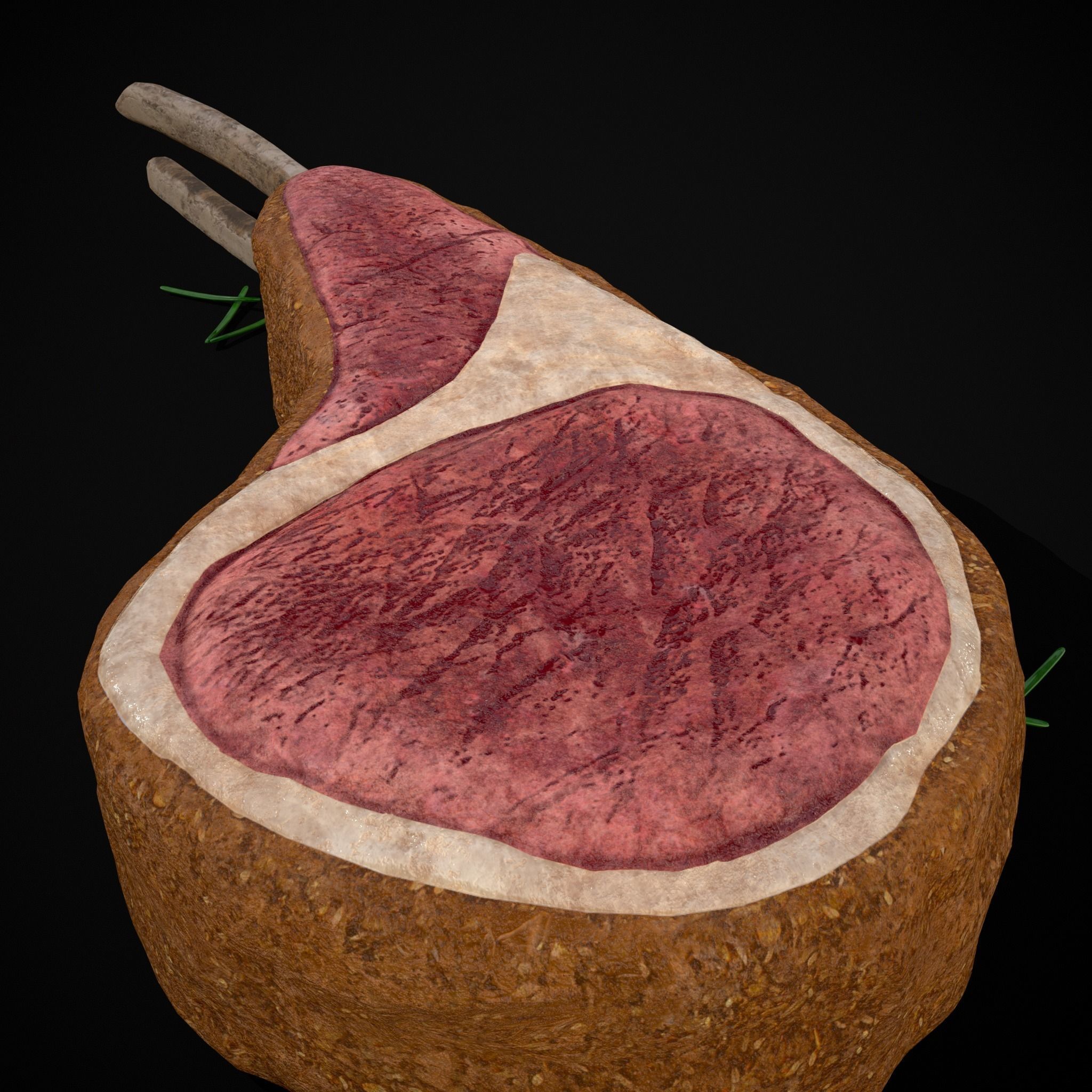 Breaded Rack of Lamb with Rosemary Low-poly 3D model_13
