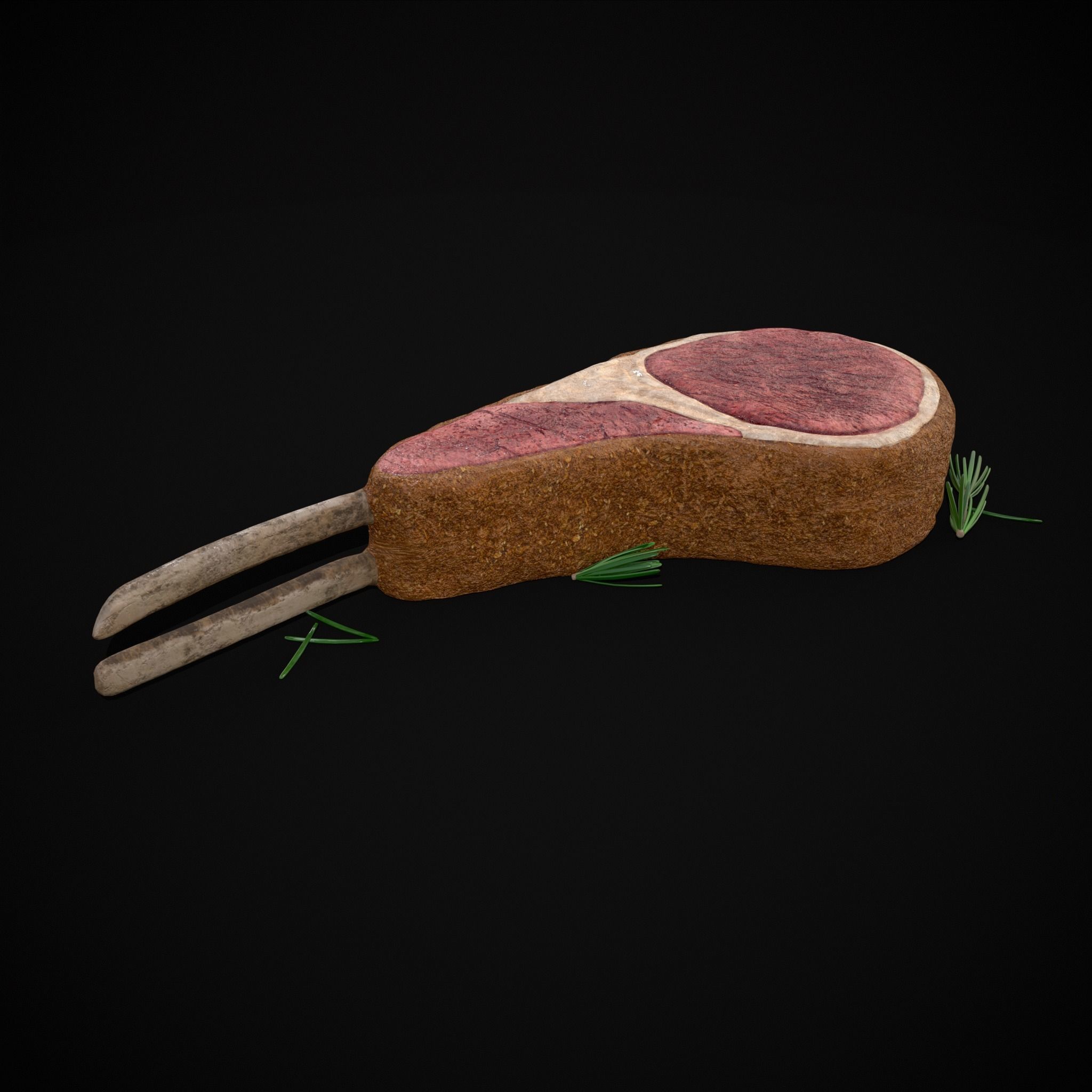 Breaded Rack of Lamb with Rosemary Low-poly 3D model_21