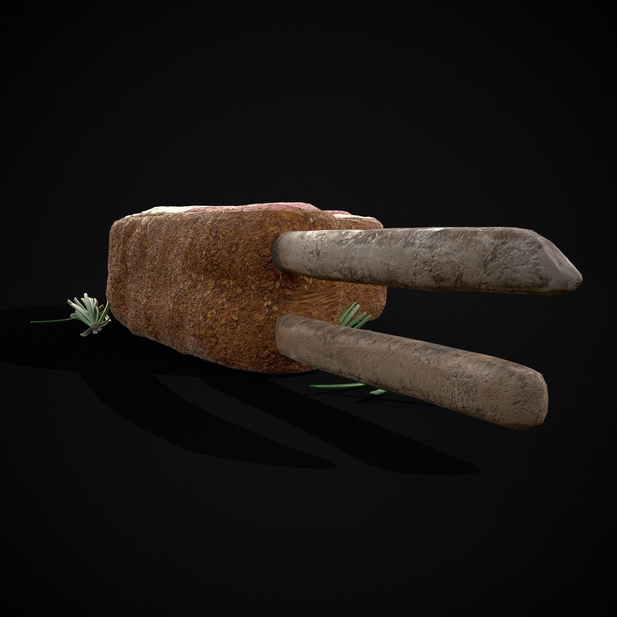 Breaded Rack of Lamb with Rosemary Low-poly 3D model_7