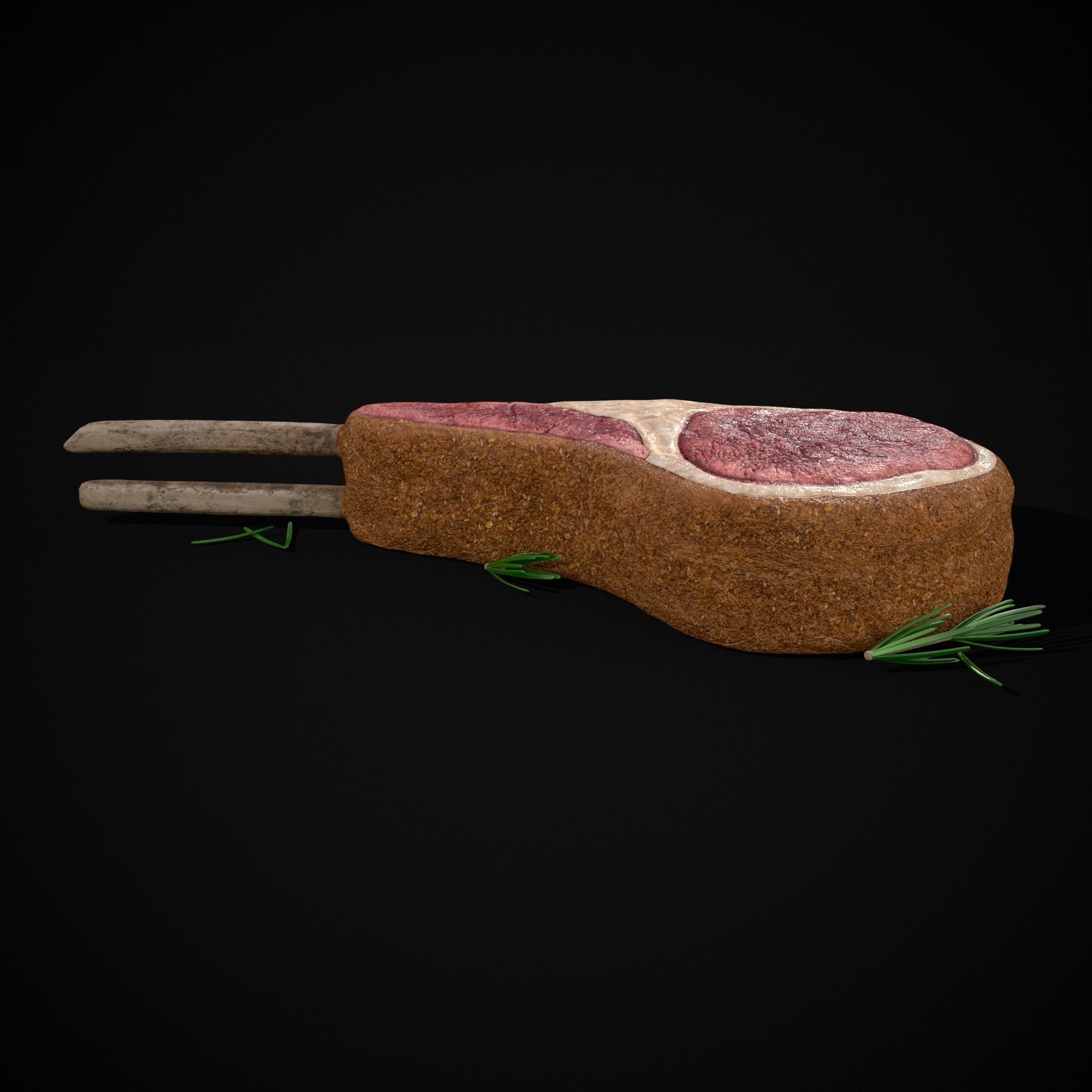 Breaded Rack of Lamb with Rosemary Low-poly 3D model_3