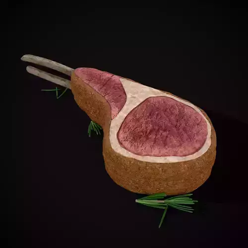 Breaded Rack of Lamb with Rosemary Low-poly 3D model