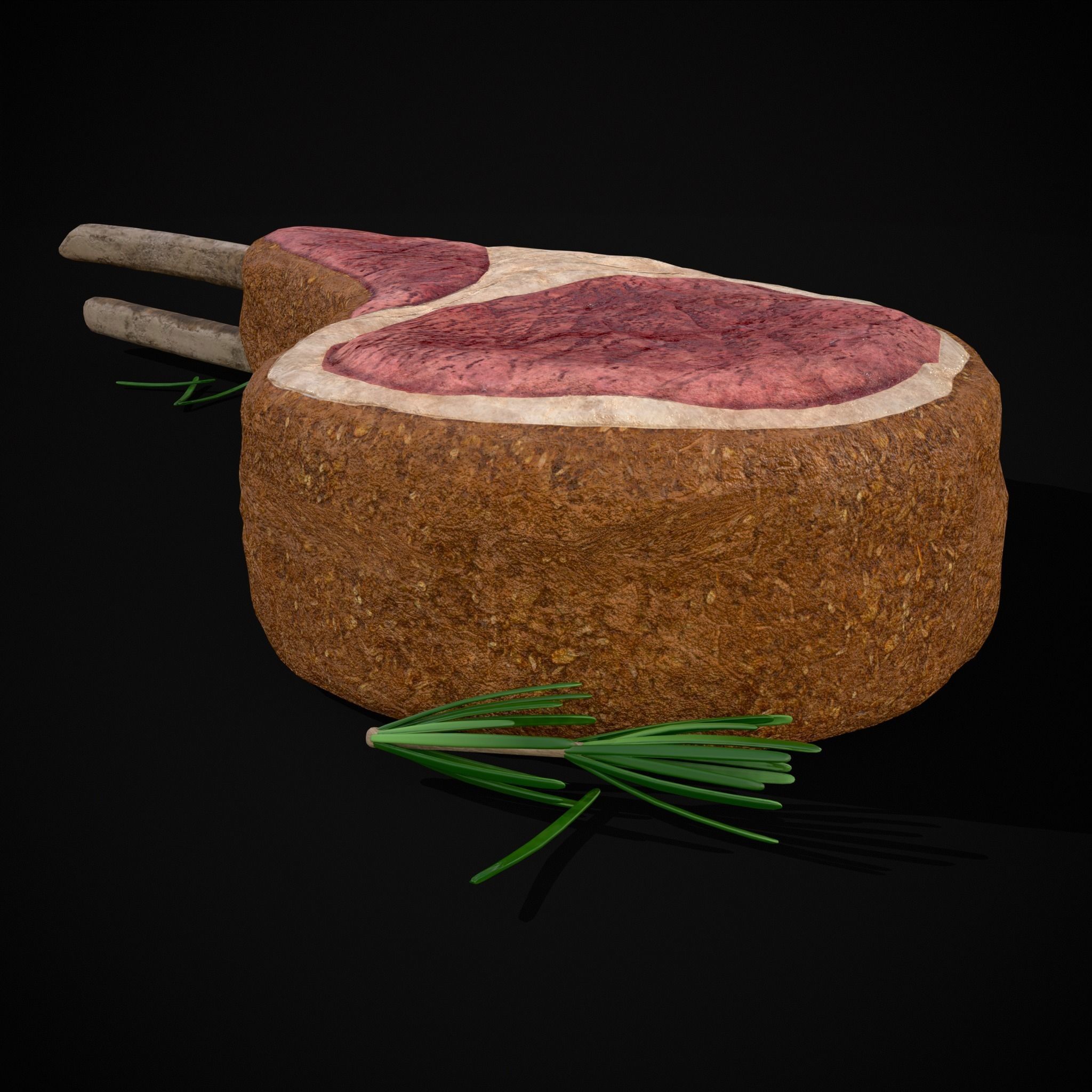 Breaded Rack of Lamb with Rosemary Low-poly 3D model_25