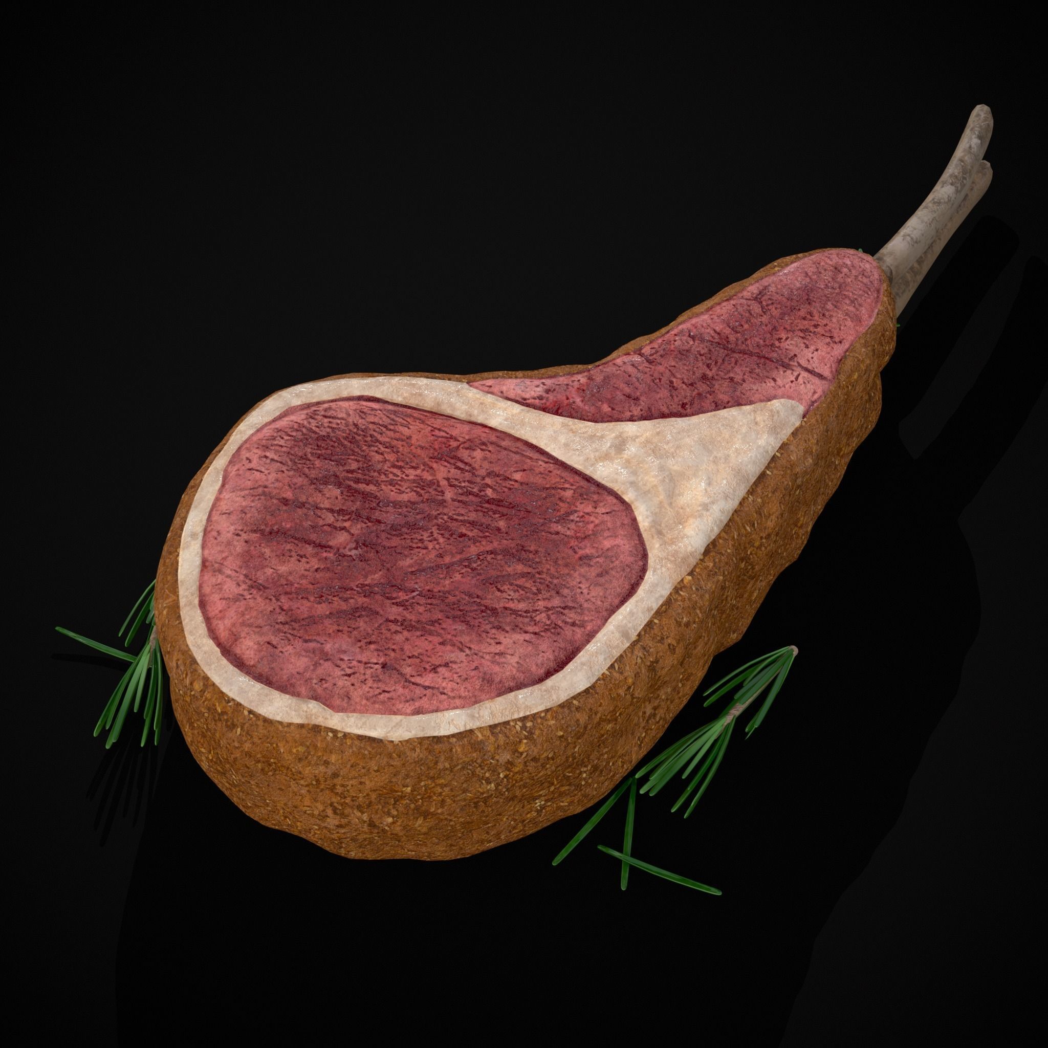 Breaded Rack of Lamb with Rosemary Low-poly 3D model_27