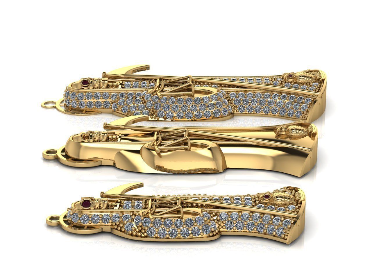 3 MODELS Holy Death Pendant 3D STL 3DM Skull Santa Muerte 3D print model_5