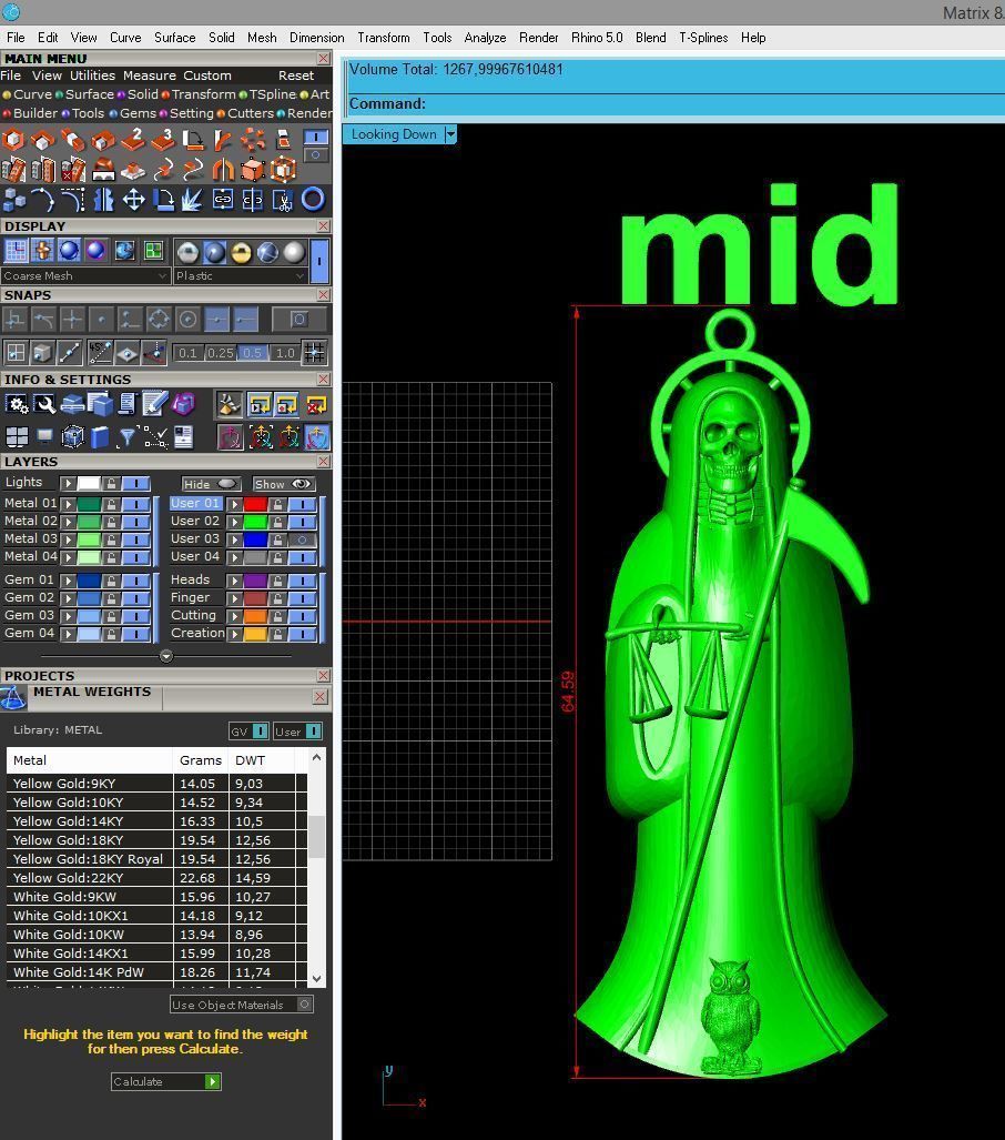 3 MODELS Holy Death Pendant 3D STL 3DM Skull Santa Muerte 3D print model_16
