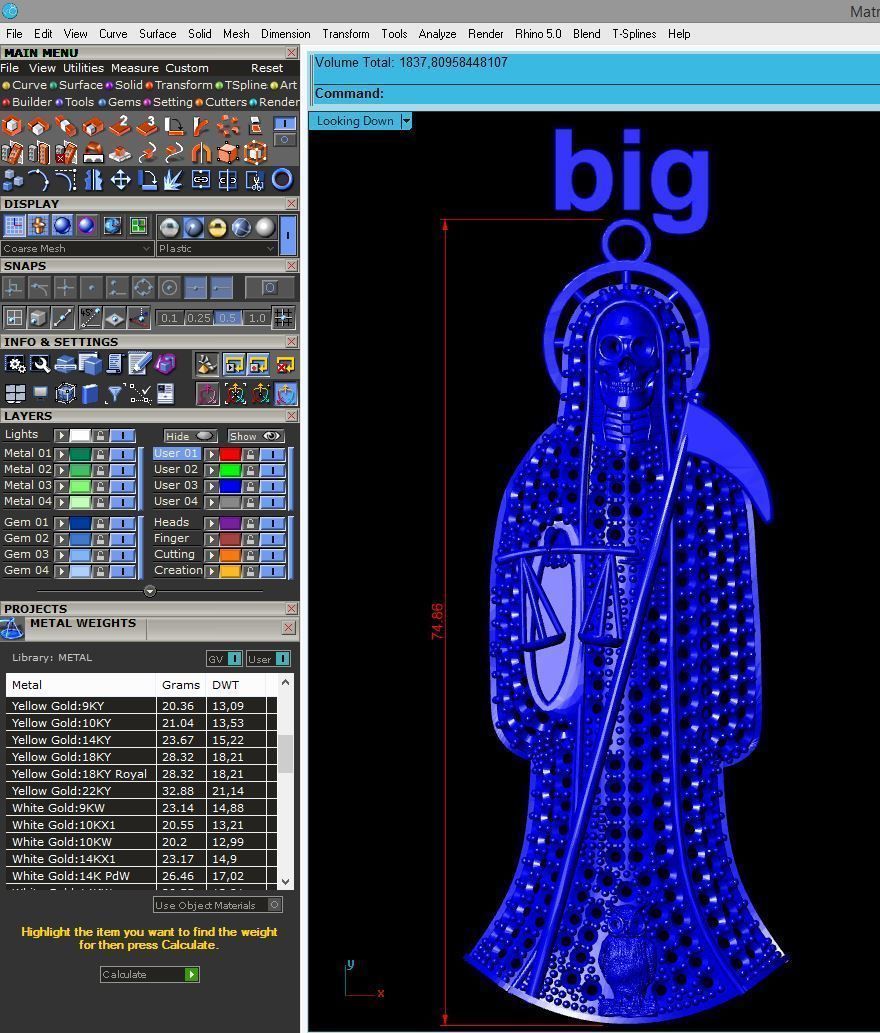 3 MODELS Holy Death Pendant 3D STL 3DM Skull Santa Muerte 3D print model_17