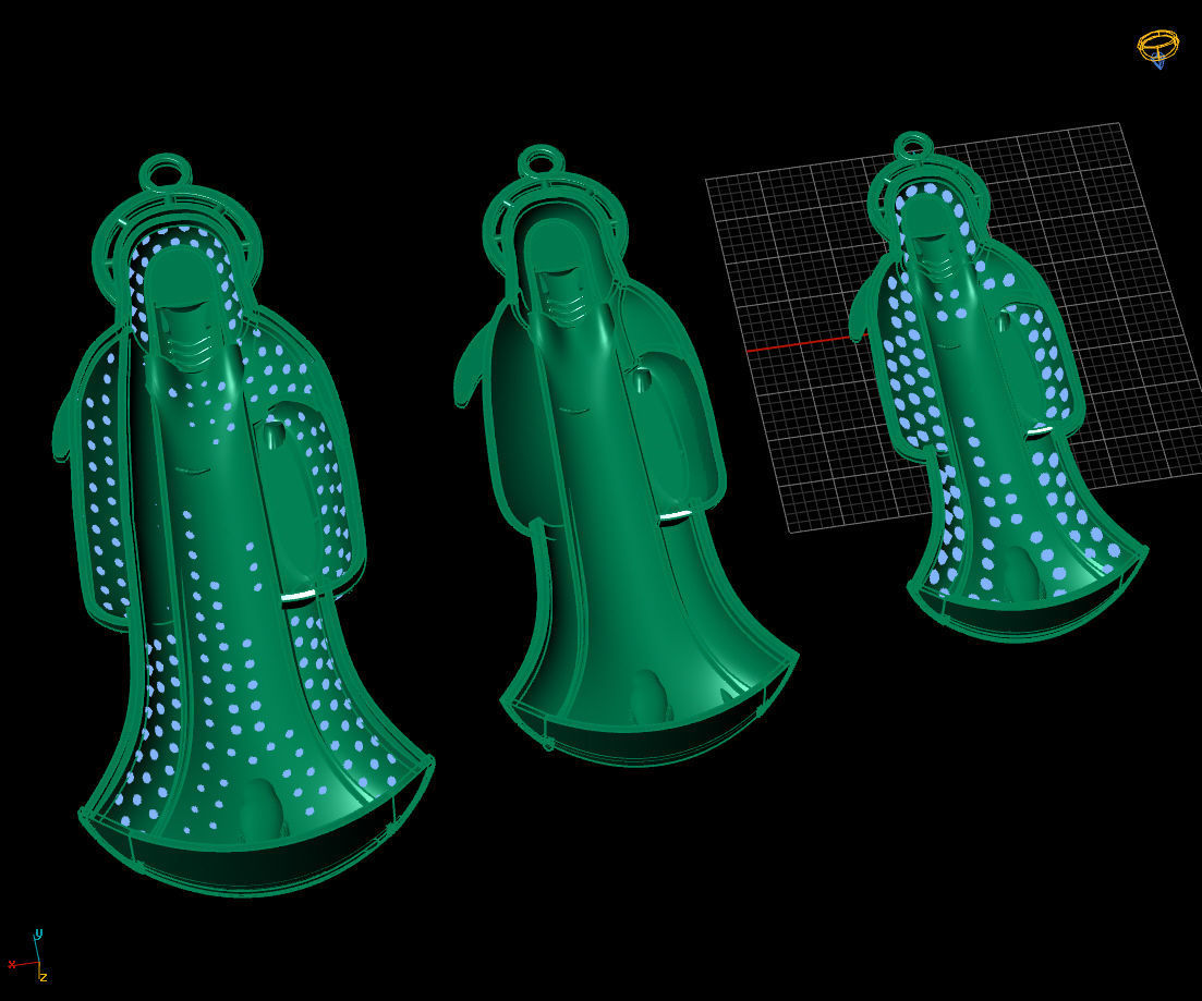 3 MODELS Holy Death Pendant 3D STL 3DM Skull Santa Muerte 3D print model_11