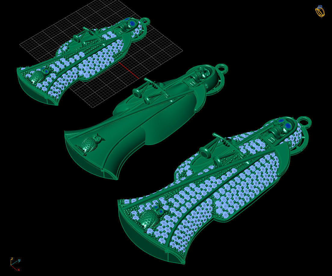 3 MODELS Holy Death Pendant 3D STL 3DM Skull Santa Muerte 3D print model_9