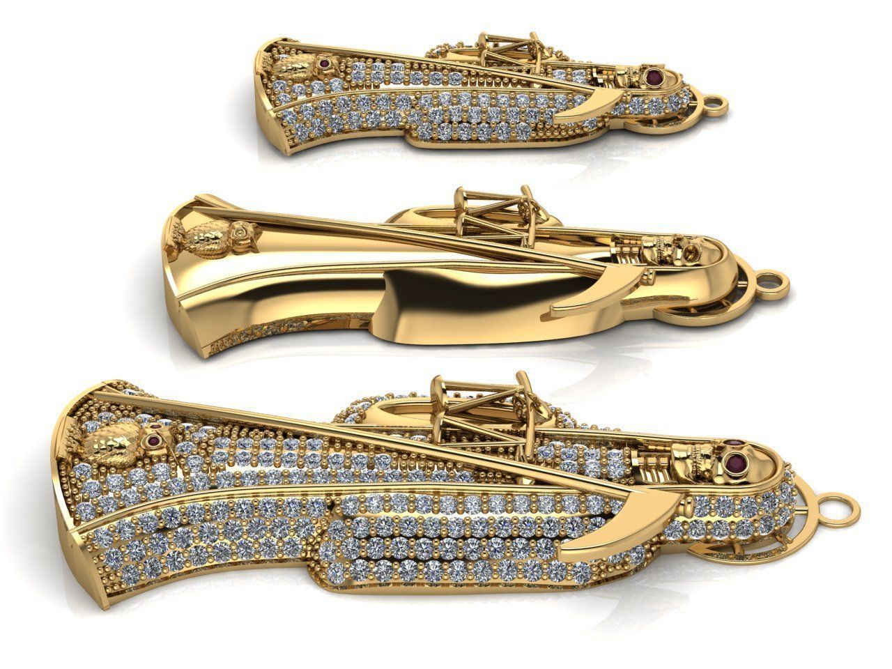 3 MODELS Holy Death Pendant 3D STL 3DM Skull Santa Muerte 3D print model_4