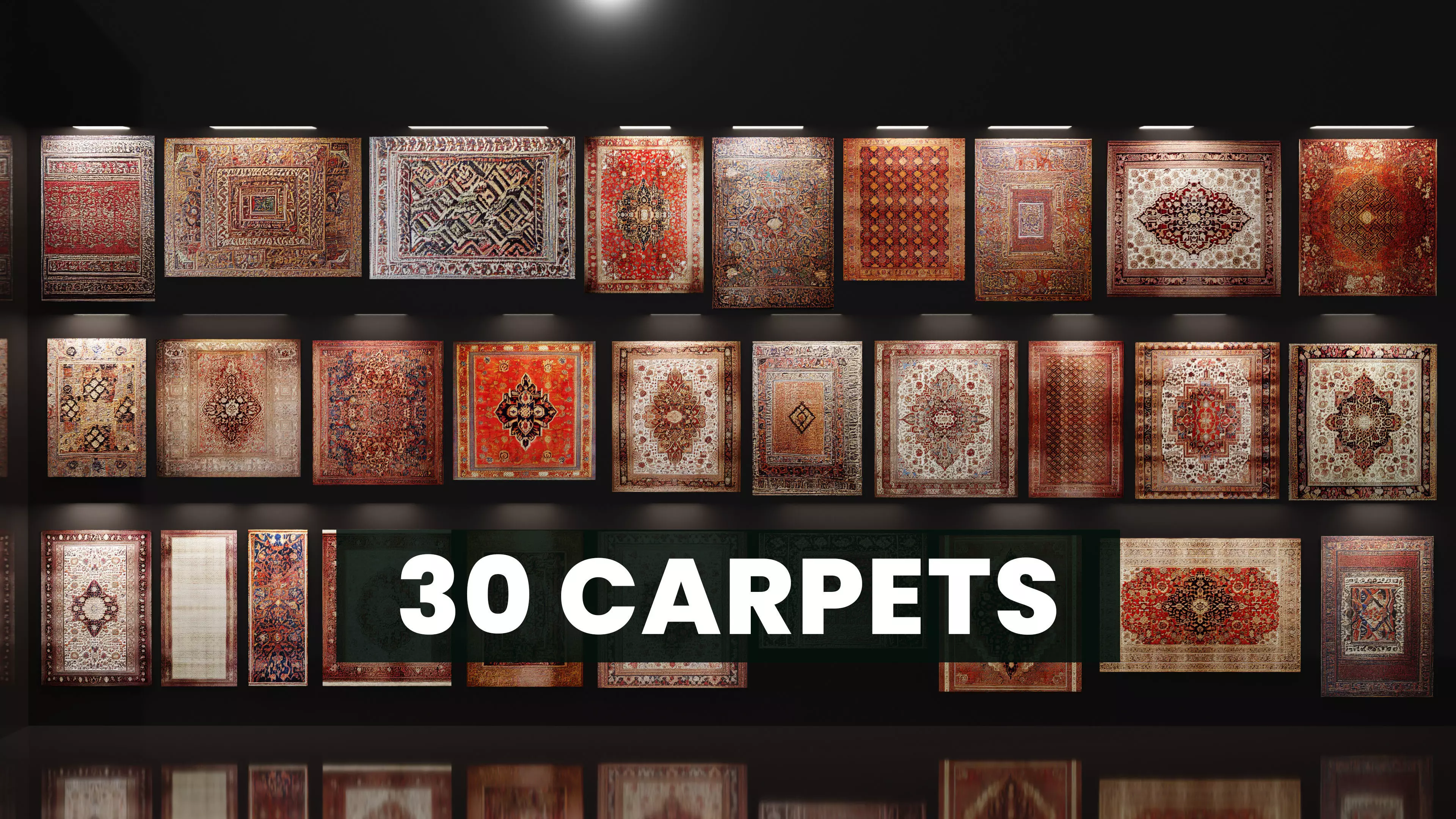 30 Low Poly Eastern-Persian Carpets Pack Low-poly 3D model_0