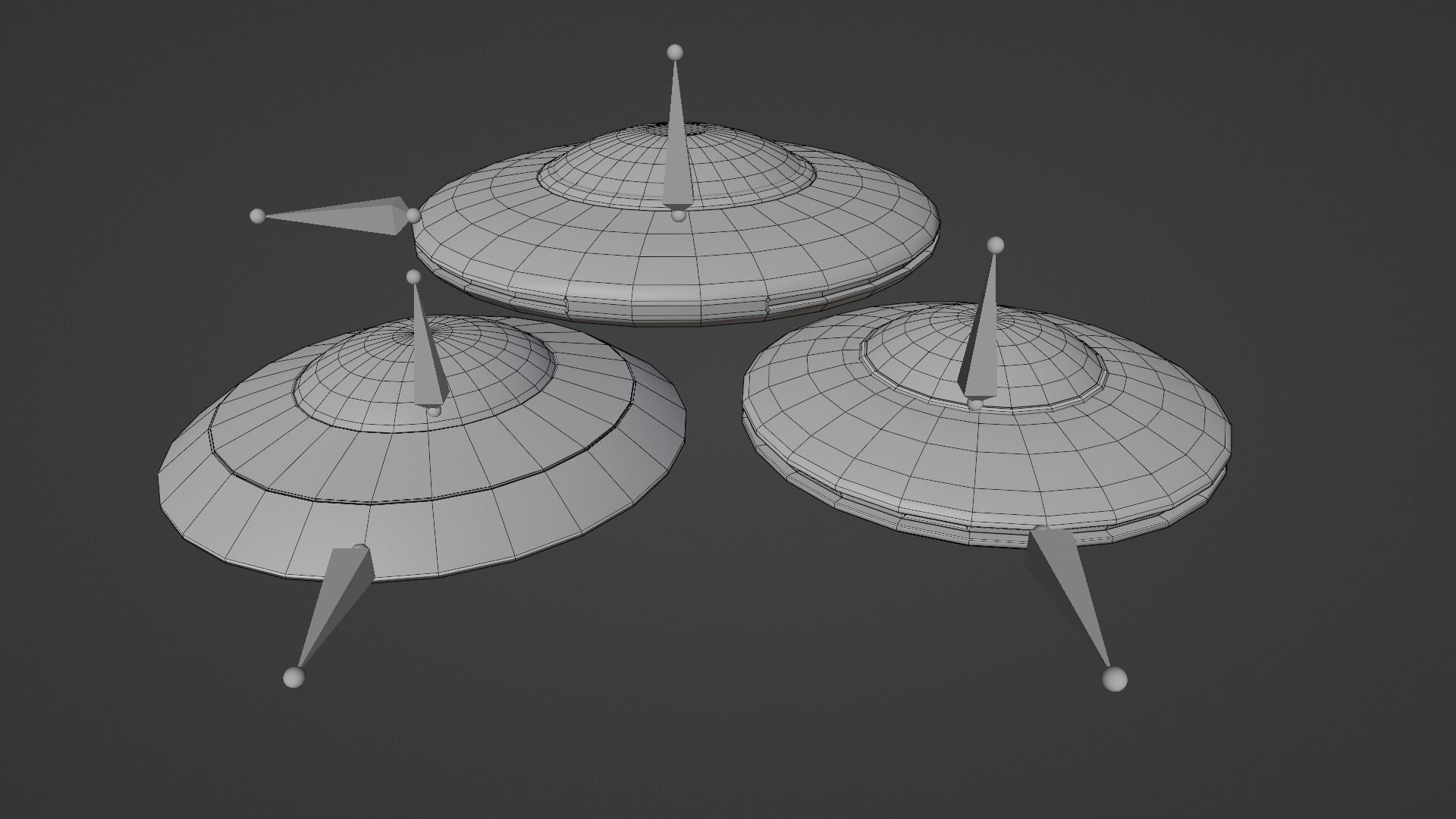 Alien Spaceships Low-poly 3D model_12