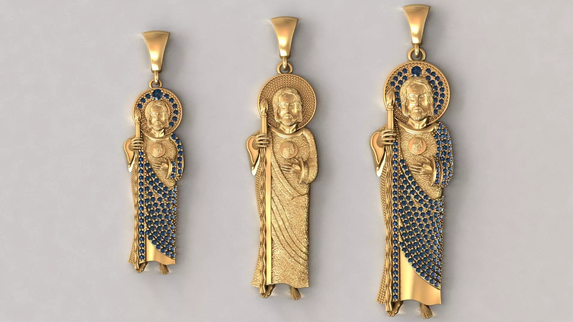 3 MODELS Saint Jude Jewelry St Jude Pendant STL 3DM San Judas 3D print model