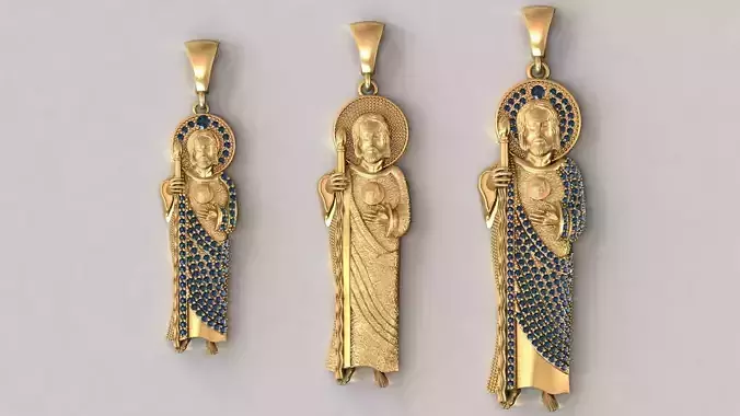 3 MODELS Saint Jude Jewelry St Jude Pendant STL 3DM San Judas  3D print model