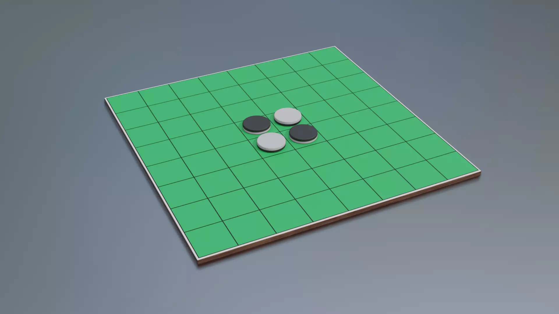 Reversi game board with four squares Low-poly 3D model
