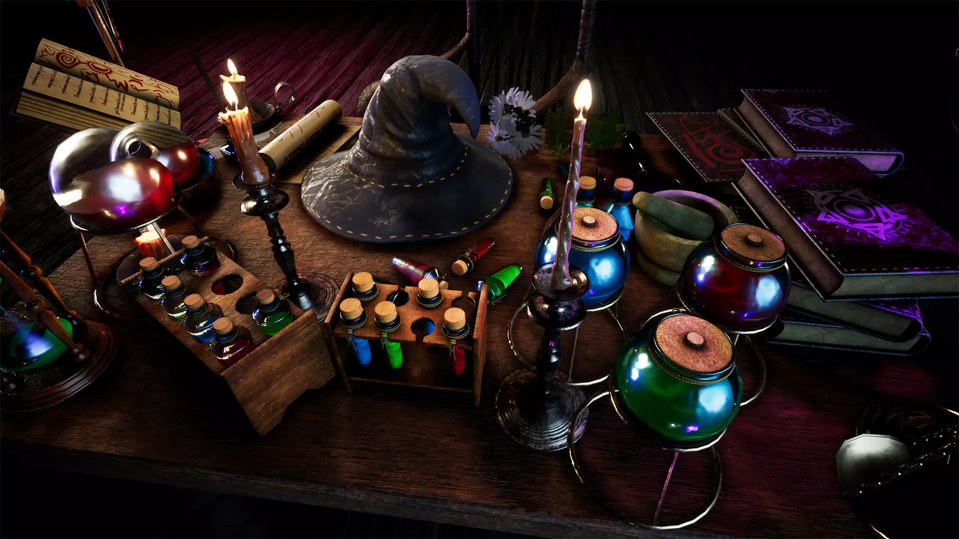 Wizard Table Props 30 Assets Low-poly 3D model
