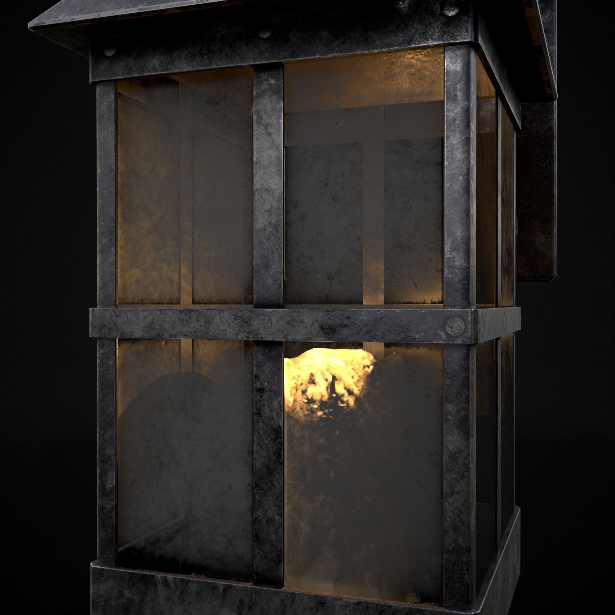 Wall Mounted Metal Square Candle House Low-poly 3D model_17