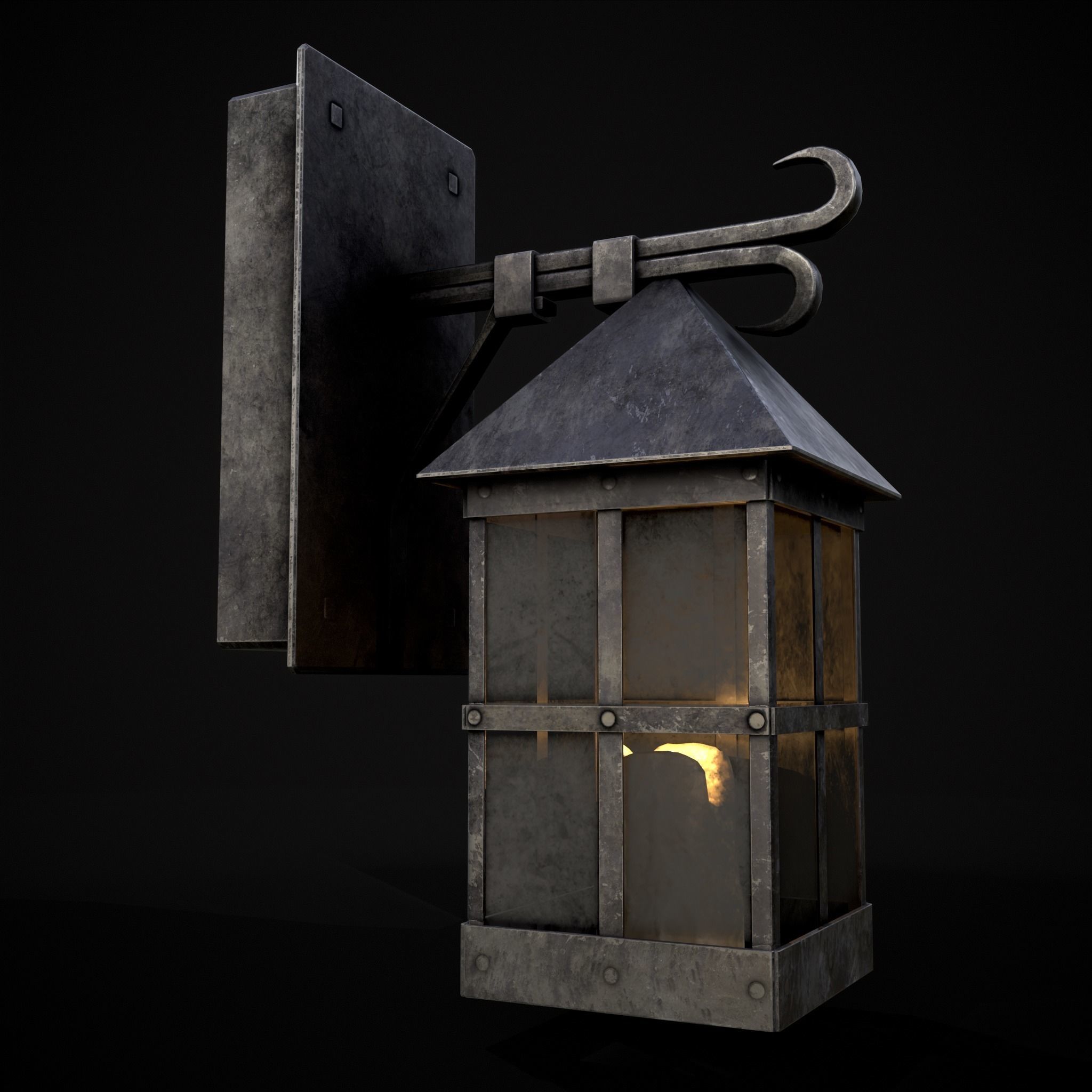 Wall Mounted Metal Square Candle House Low-poly 3D model_19
