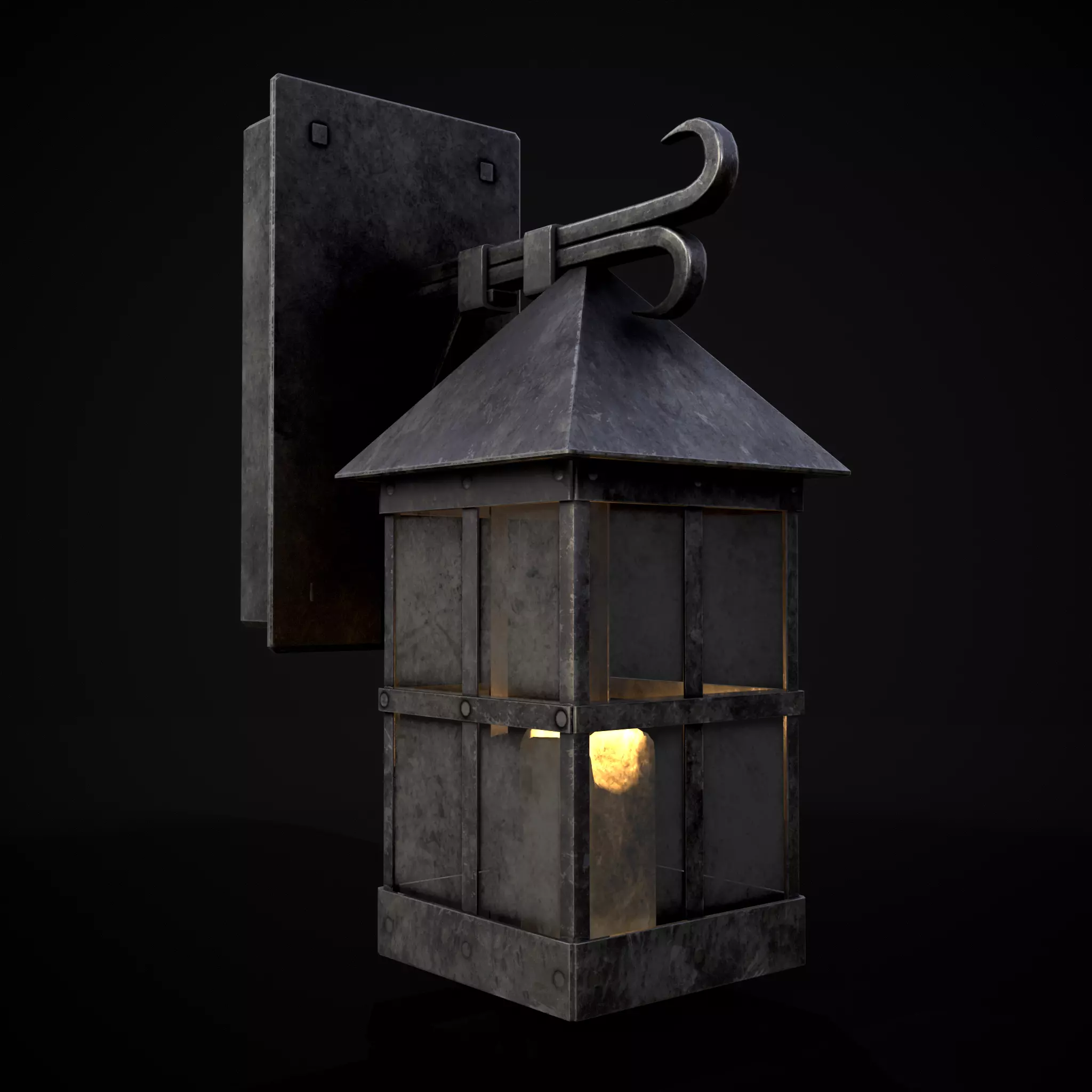 Wall Mounted Metal Square Candle House Low-poly 3D model_0