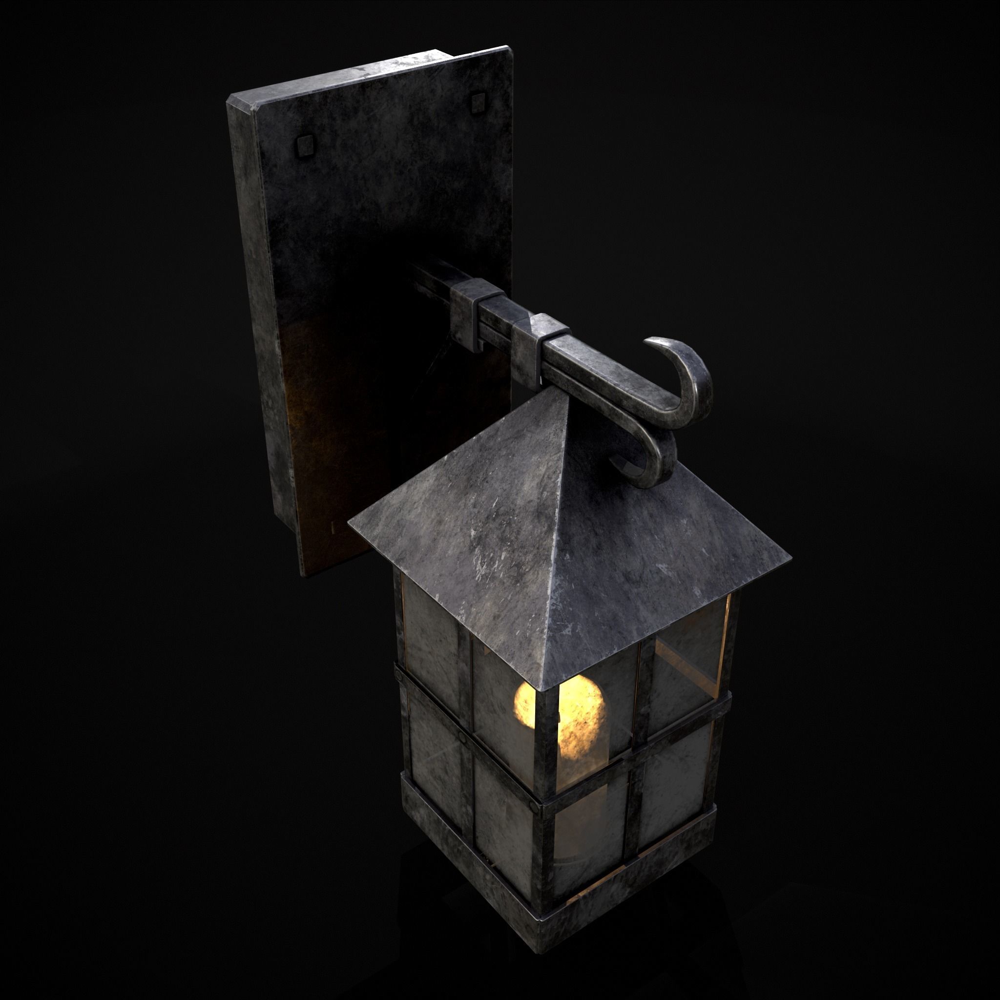 Wall Mounted Metal Square Candle House Low-poly 3D model_3