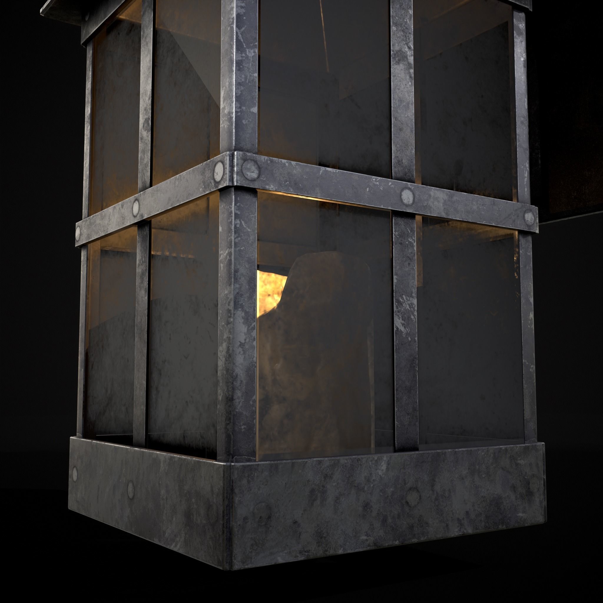 Wall Mounted Metal Square Candle House Low-poly 3D model_27