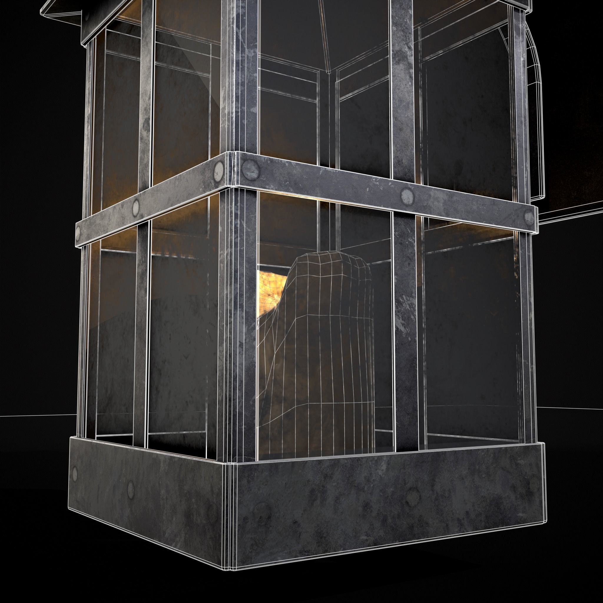 Wall Mounted Metal Square Candle House Low-poly 3D model_28