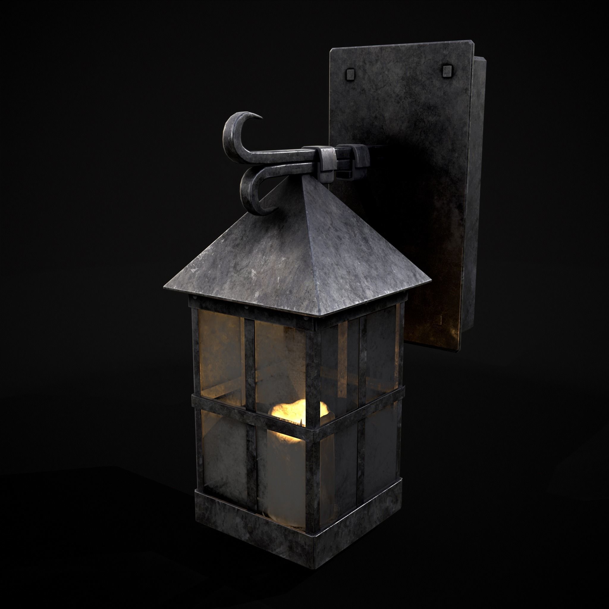 Wall Mounted Metal Square Candle House Low-poly 3D model_21