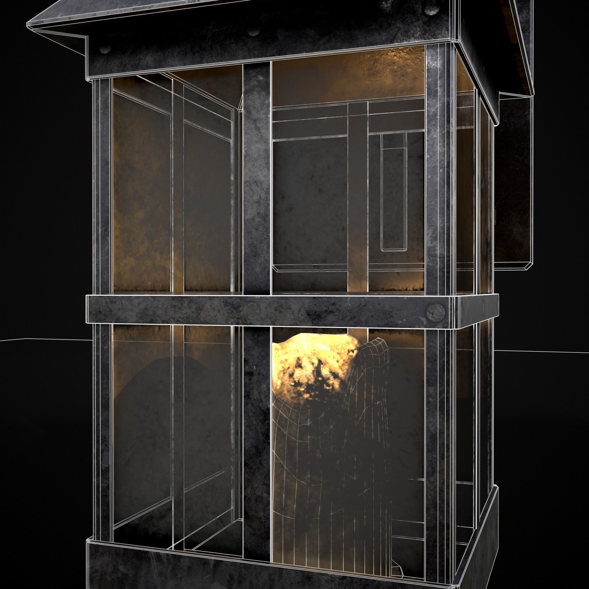 Wall Mounted Metal Square Candle House Low-poly 3D model_18