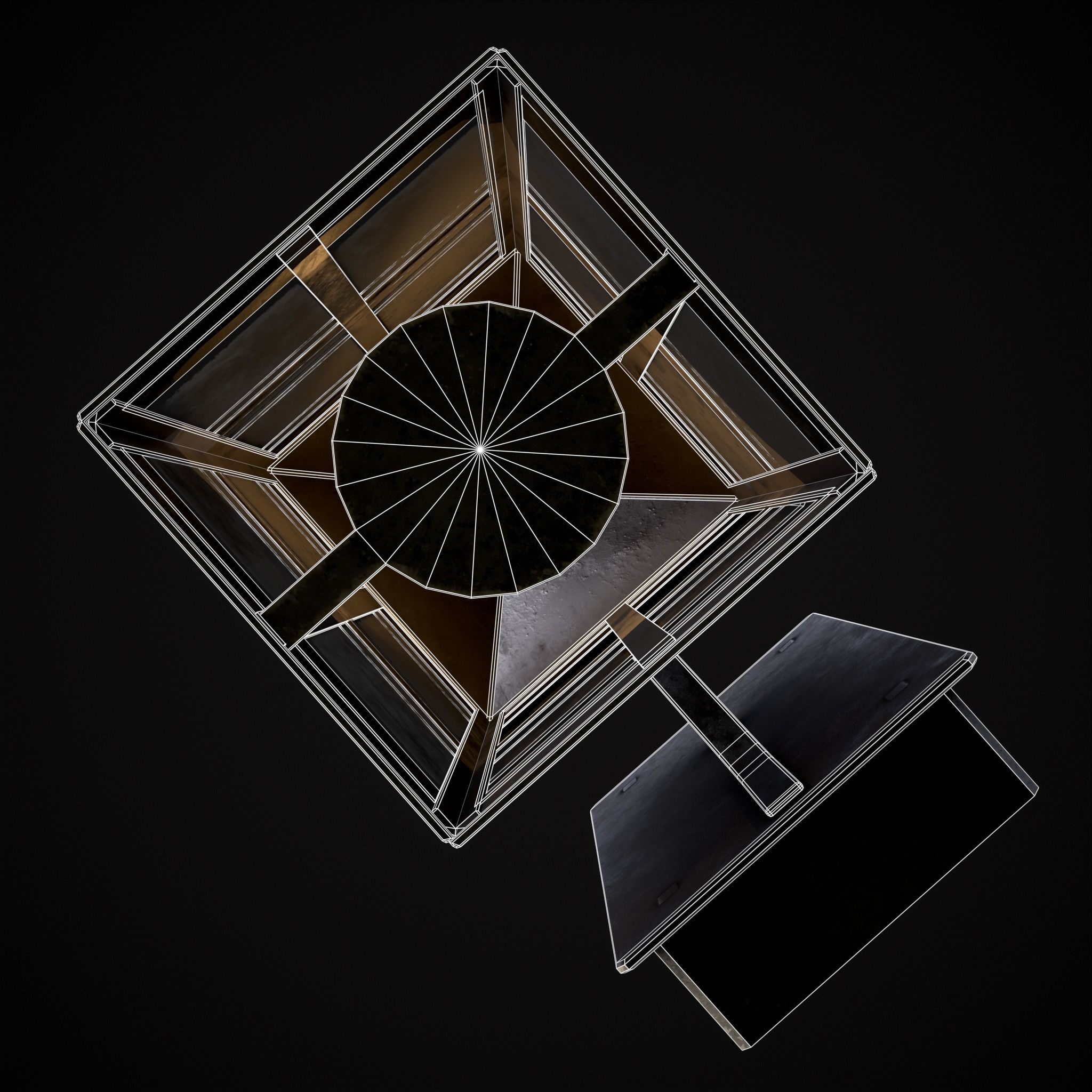 Wall Mounted Metal Square Candle House Low-poly 3D model_14