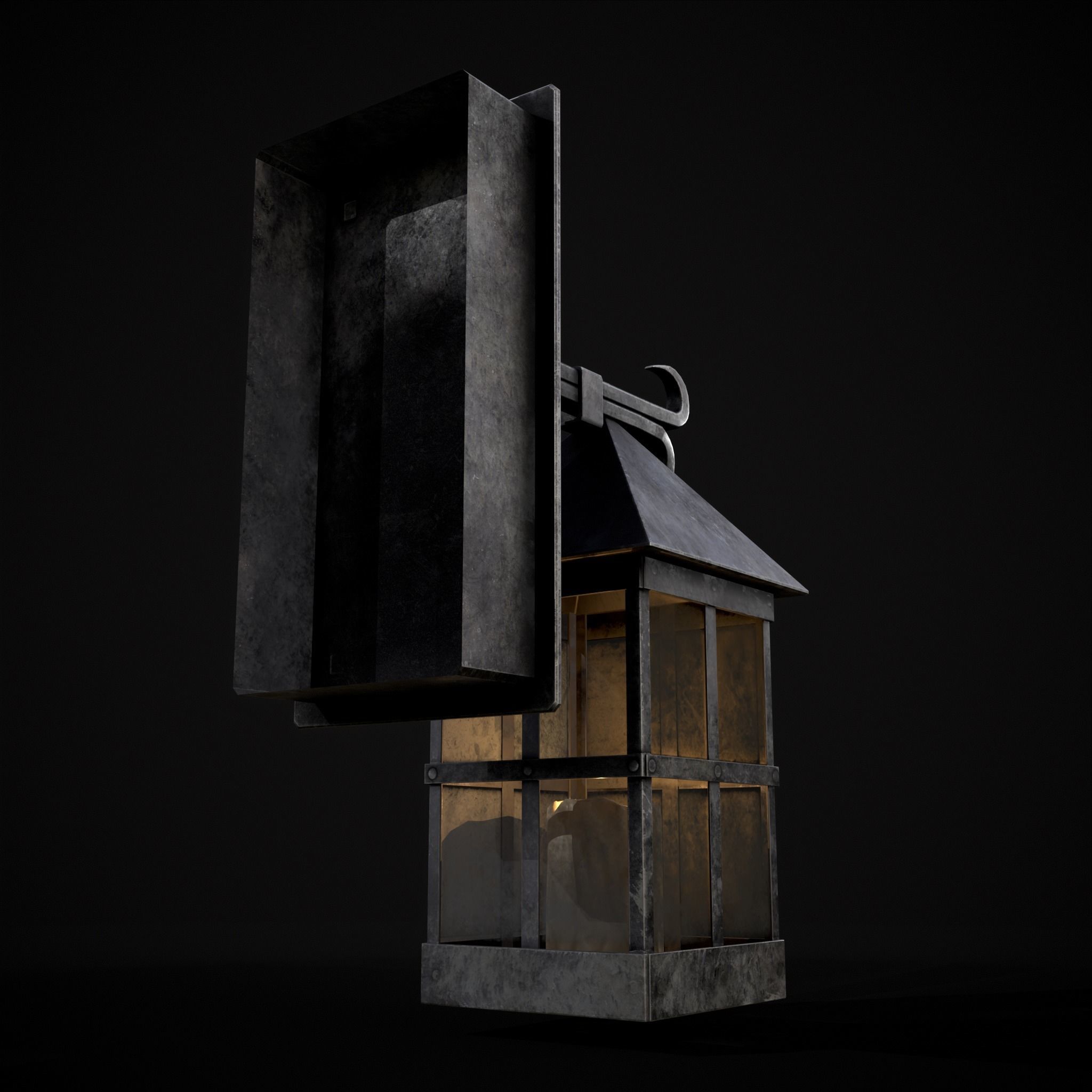 Wall Mounted Metal Square Candle House Low-poly 3D model_9