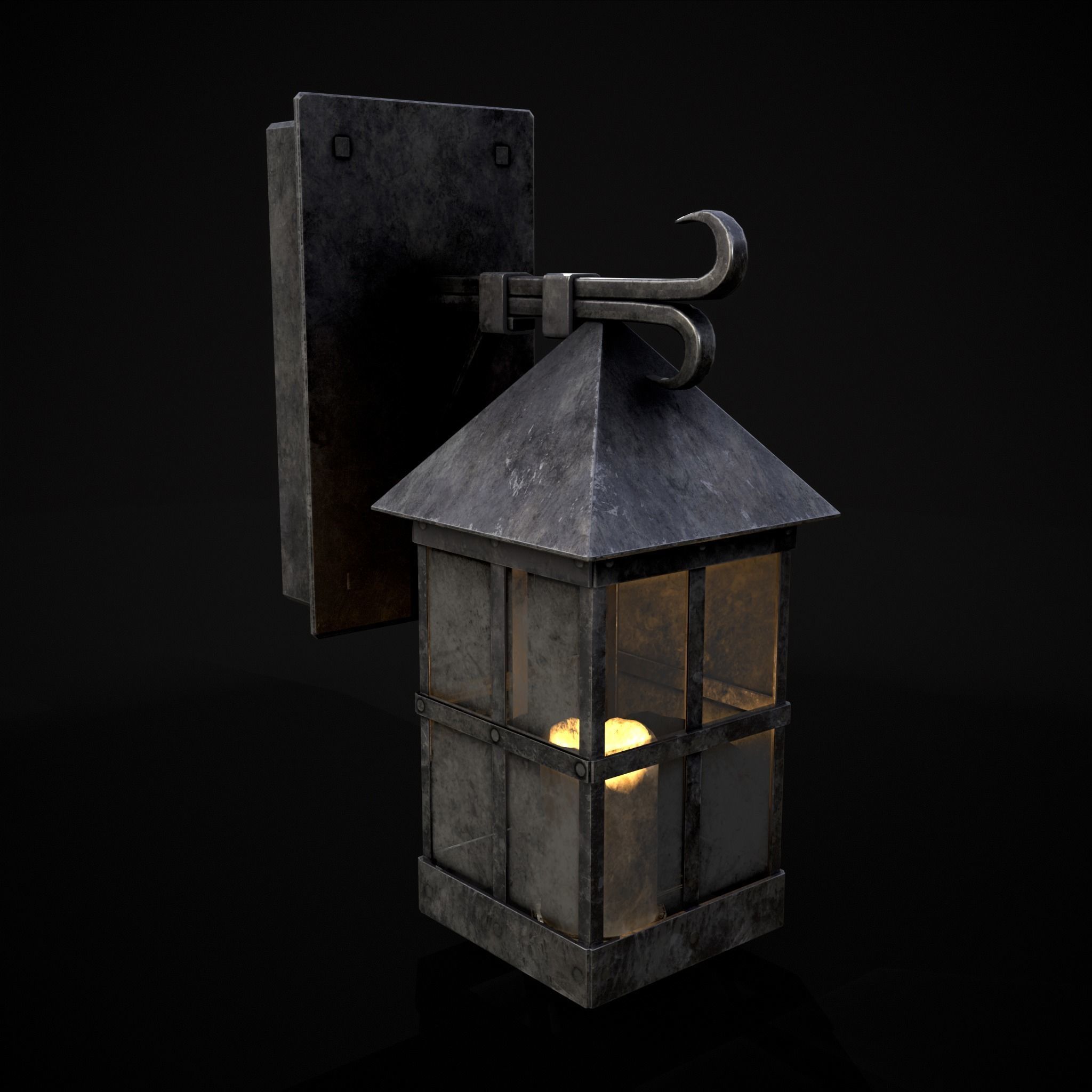 Wall Mounted Metal Square Candle House Low-poly 3D model_29