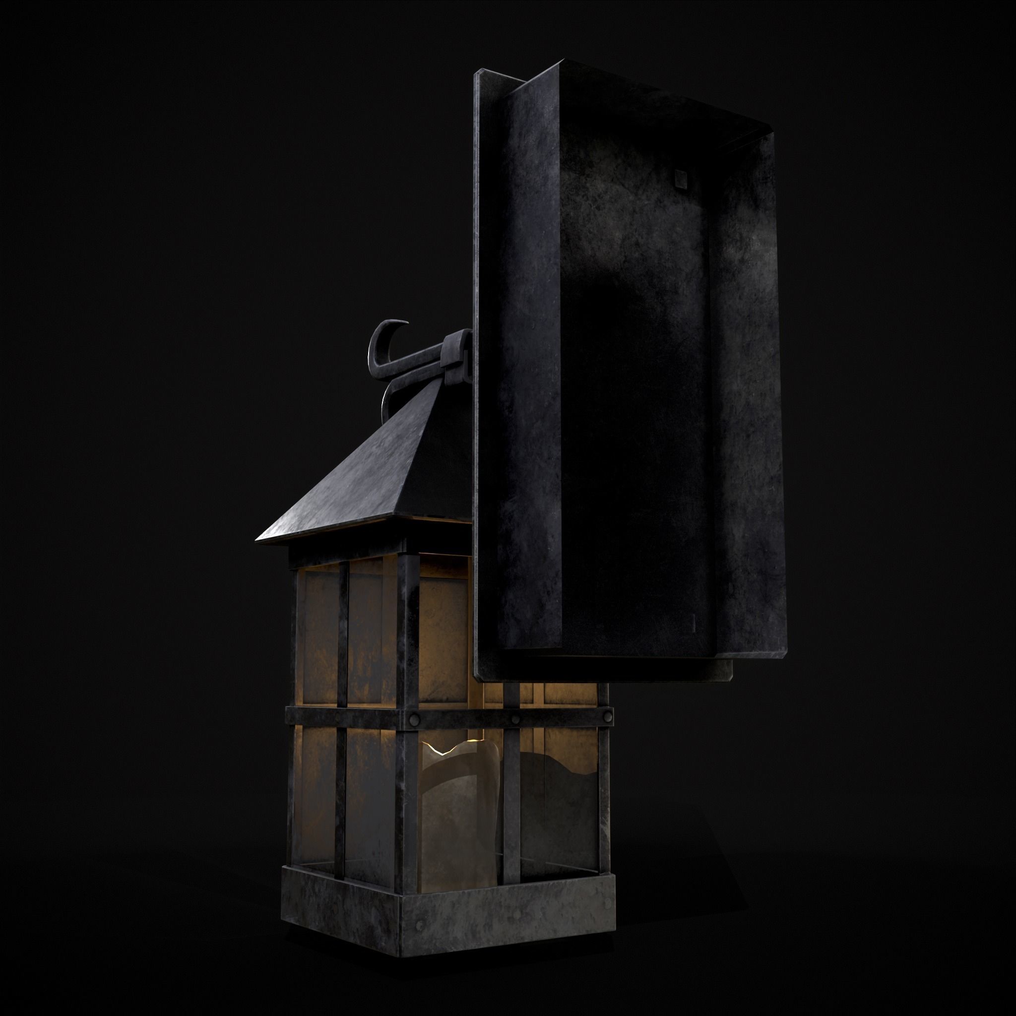 Wall Mounted Metal Square Candle House Low-poly 3D model_7