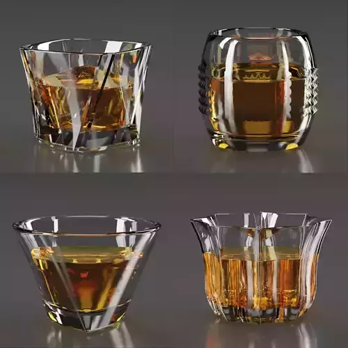Designer Glass Set Low-poly 3D model