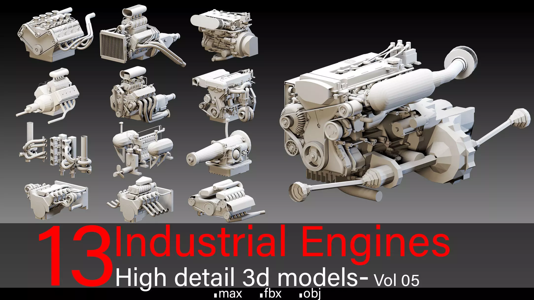13 Industrial Engines- Vol 05- High detail 3d models Low-poly 3D model_0