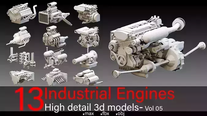 13 Industrial Engines- Vol 05- High detail 3d models Low-poly 3D model 13 Industrial Engines- Vol 05- High detail 3d models Low-poly 3D model