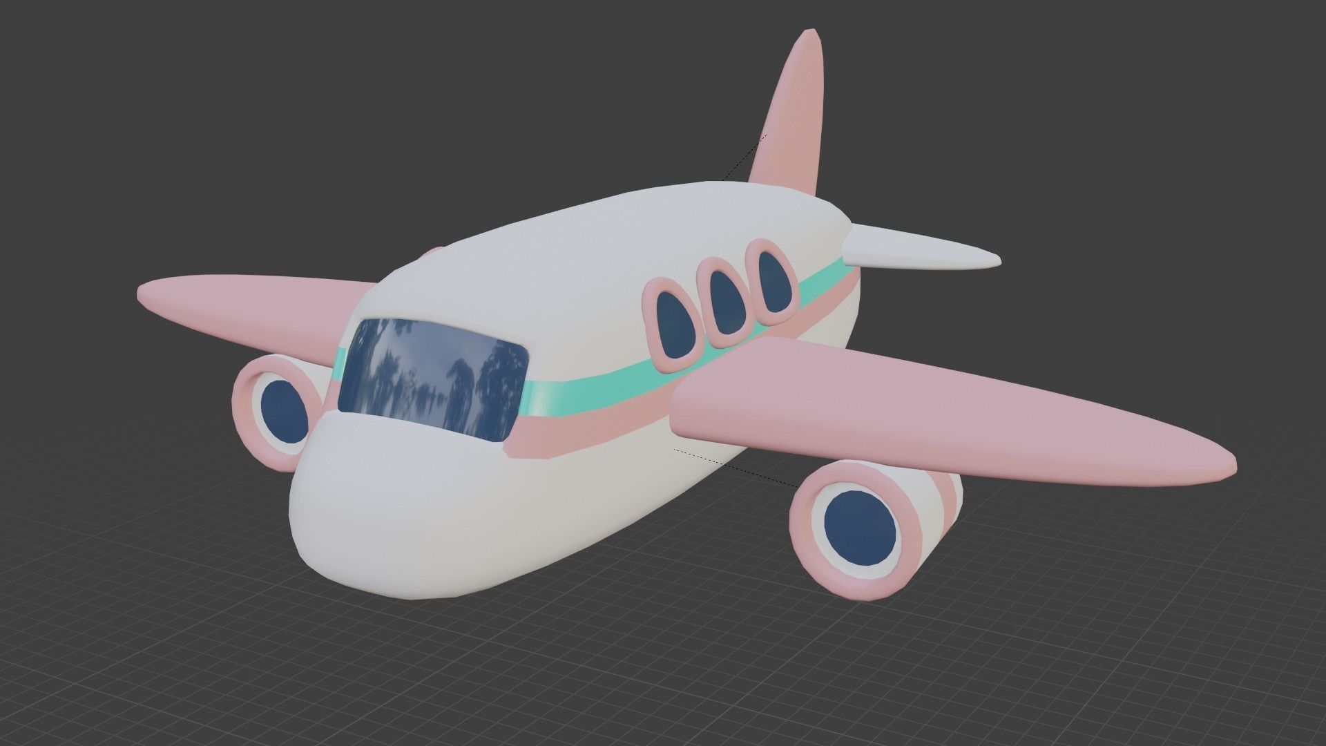 Cute lowpoly pink Airplane Low-poly 3D model_8